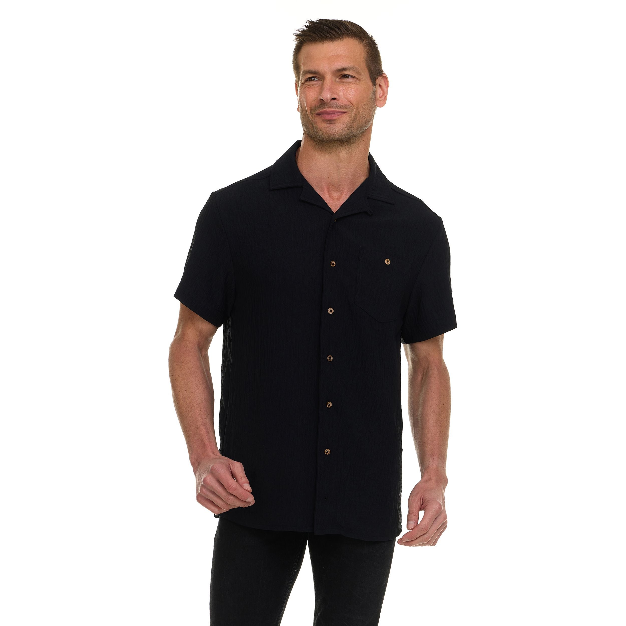 Super Triple Goose Men’s AIRFLOW Active Stretch Camp Collar Shirt – Short Sleeve, Lightweight, Breathable Button-Down Top
