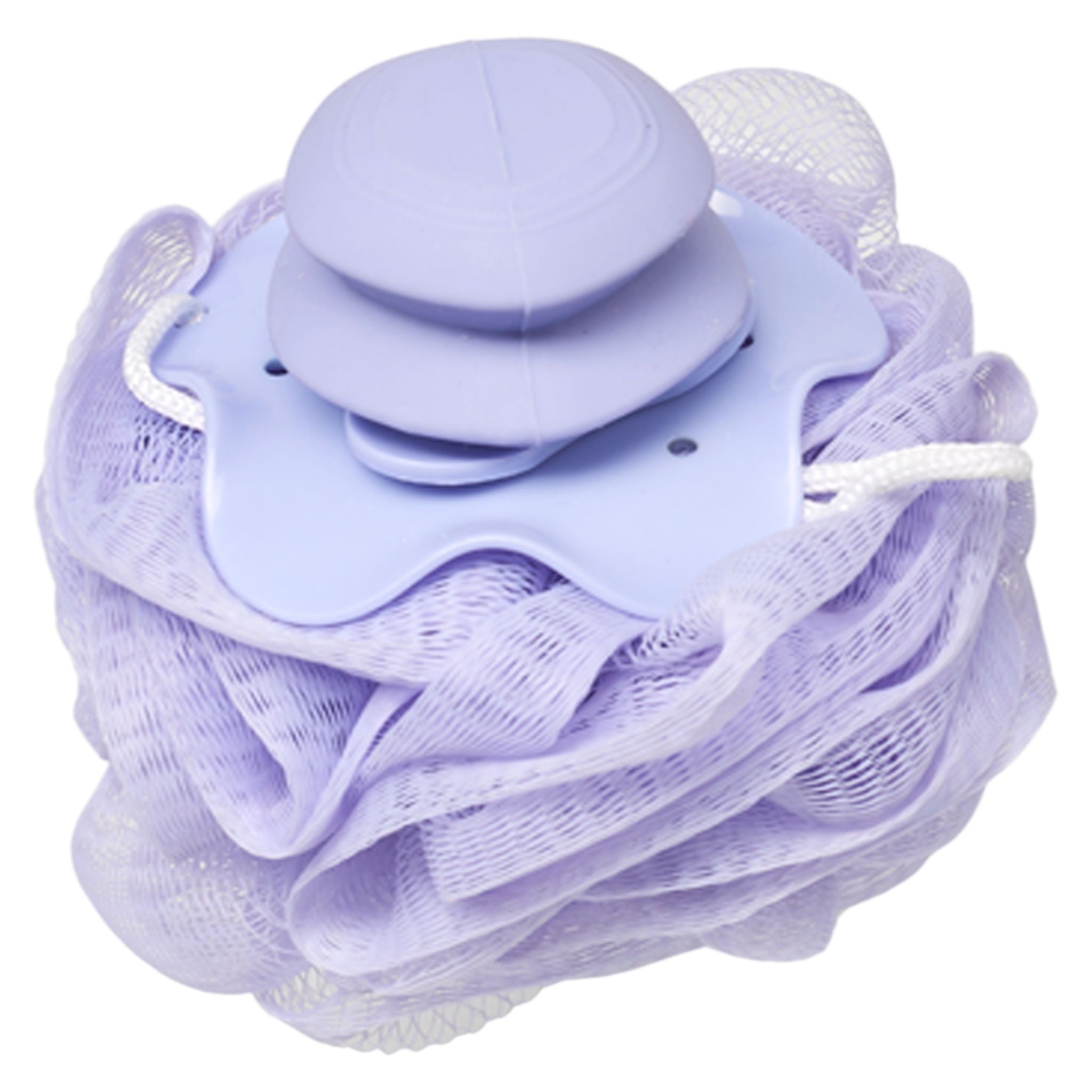 Spa Essentials 3-Pack Bath Poufs with Soap Dispenser - Exfoliating Mesh Bath Sponge Loofah