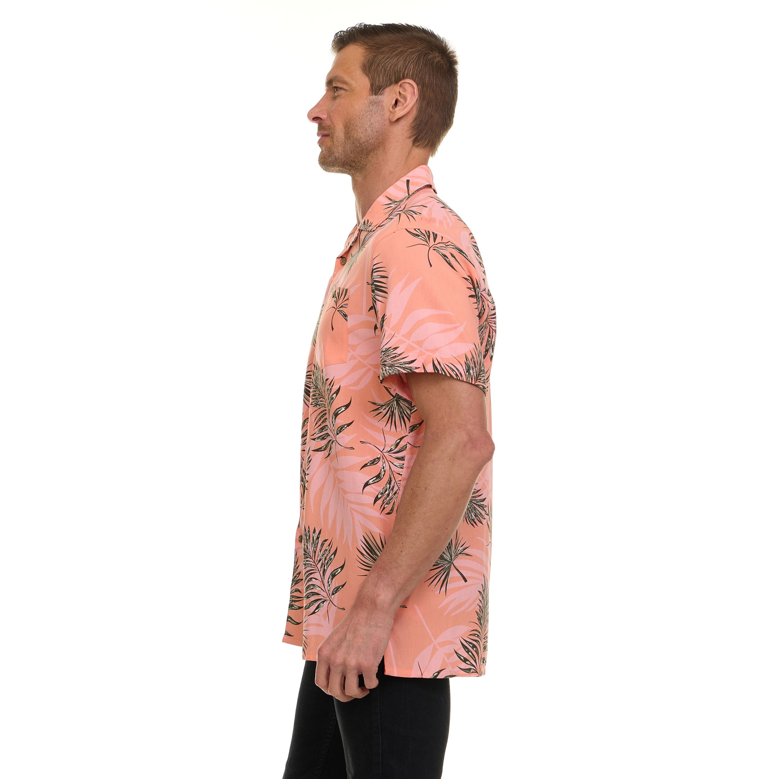 Super Triple Goose Men’s Short Sleeve Button Down Aloha Shirt – Soft Feel, Moisture Wicking, Easy Care