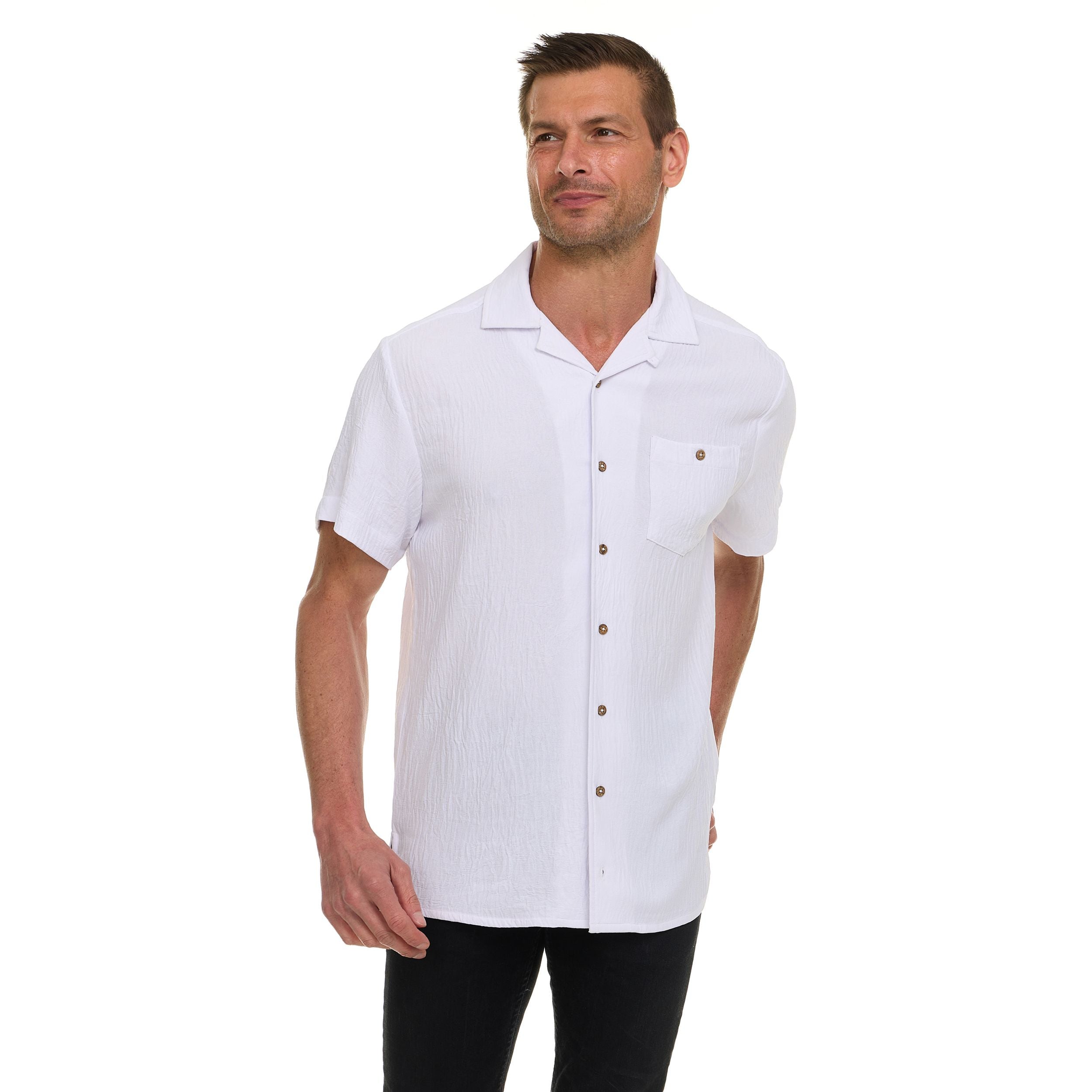 Super Triple Goose Men’s AIRFLOW Active Stretch Camp Collar Shirt – Short Sleeve, Lightweight, Breathable Button-Down Top