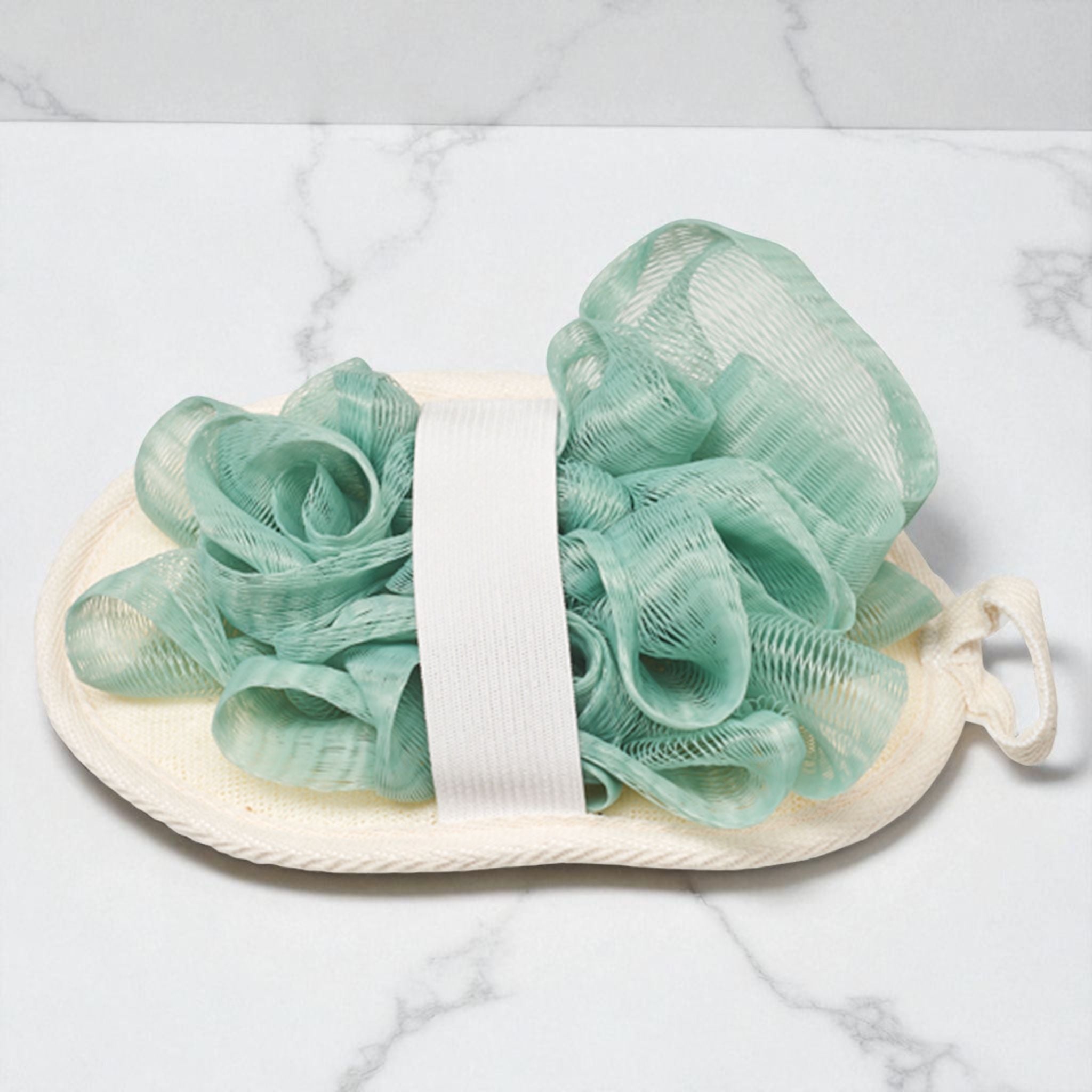 Spa Essentials Reversible 2-in-1 Bath Sponge & Body Scrubber - Exfoliating Loofah Bath Pad