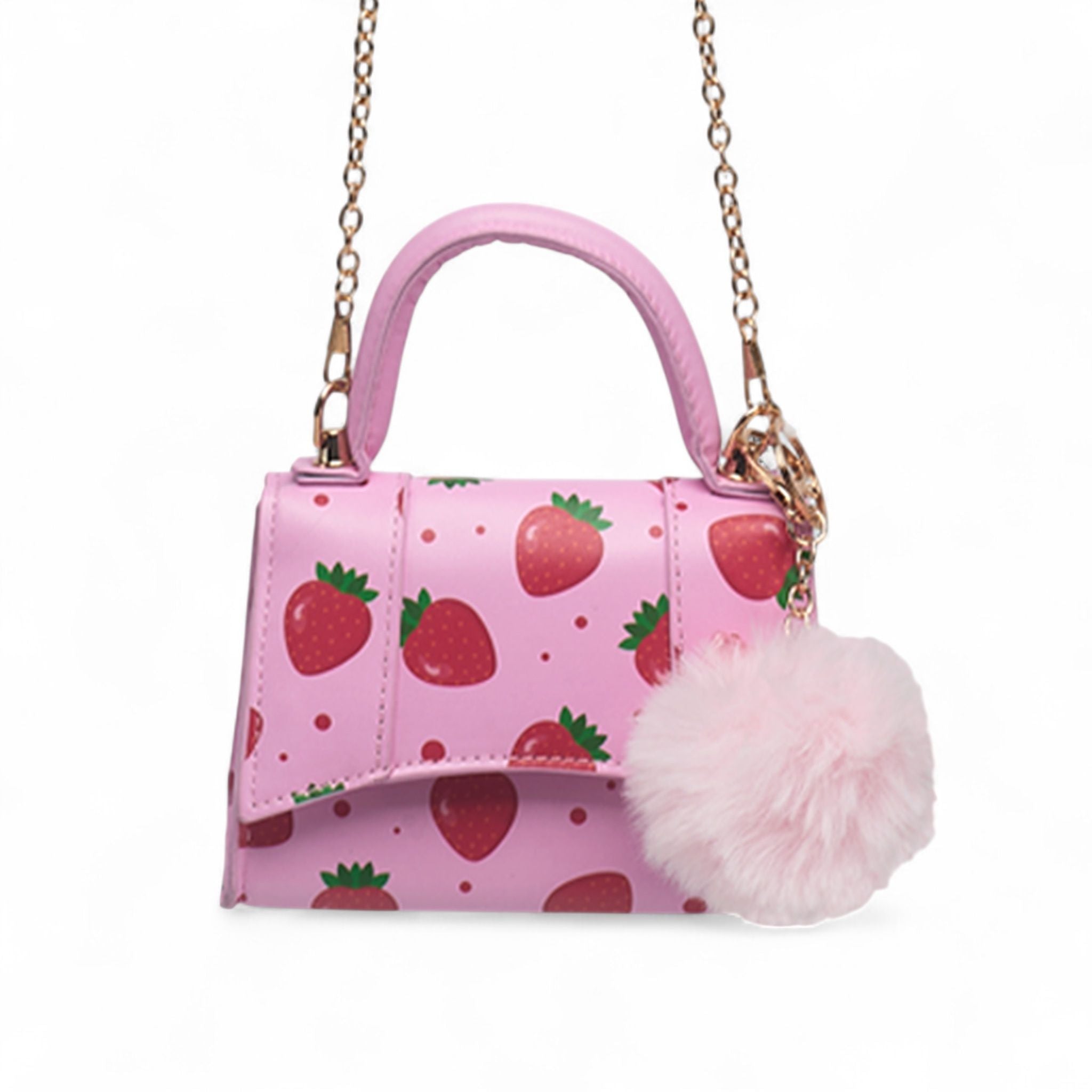 Willow & Ruby Girls' Strawberry Fields Mini Top Handle Bag with Pom Charm