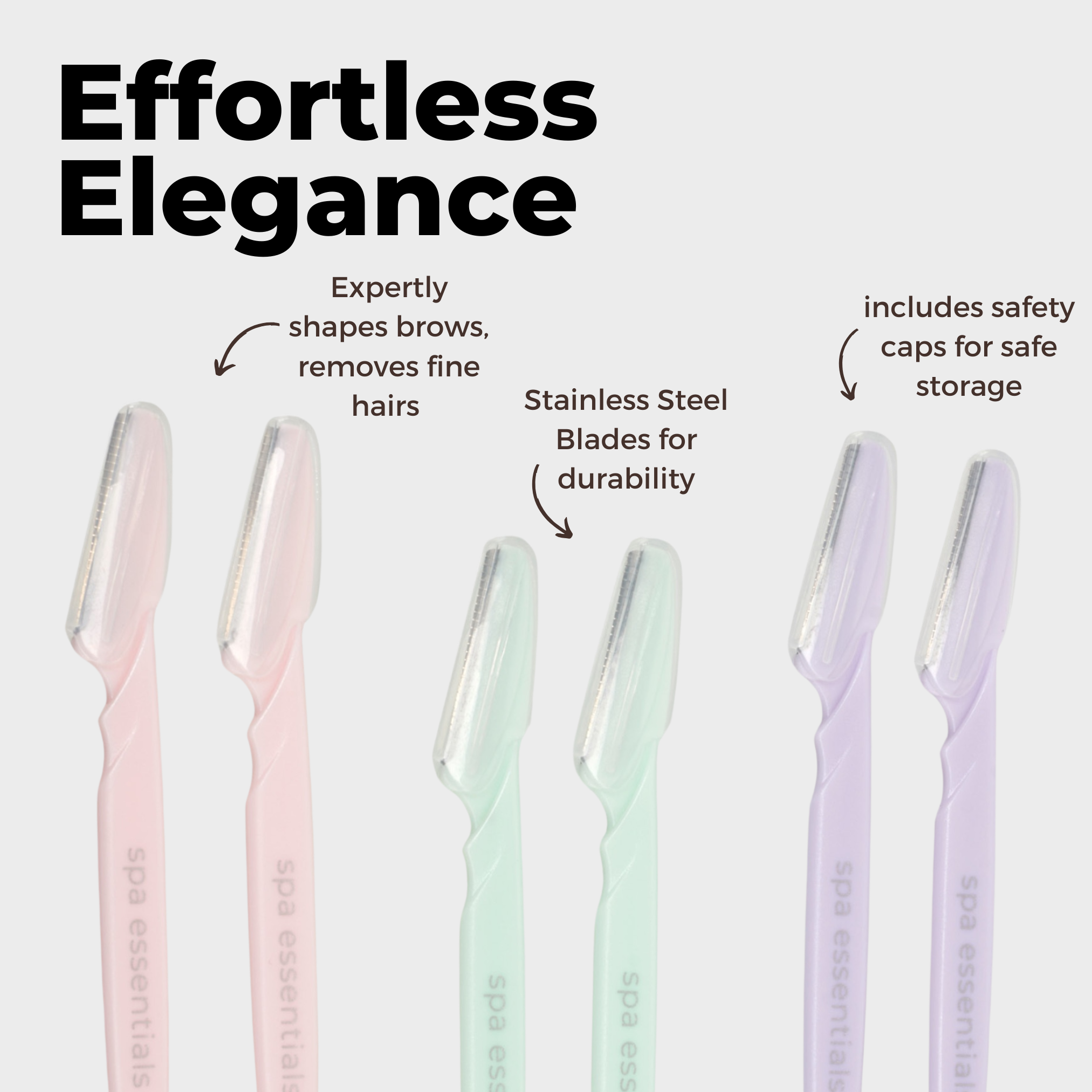 Spa Essentials Face and Brow Razors - Precision Facial Hair Removal and Eyebrow Shaping Tool Set
