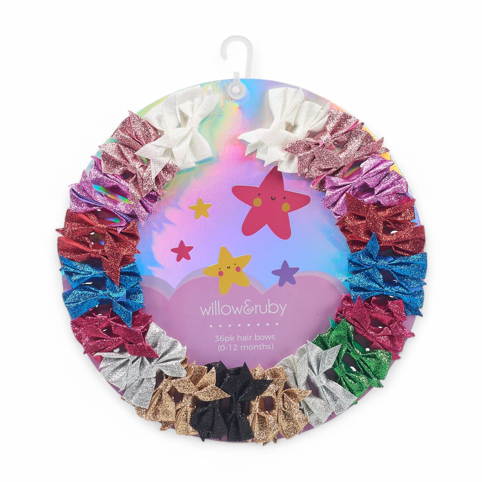 Willow & Ruby  Baby Hair Bows 36-Pack Ribbon Hair Clips for Newborns & Infants (0-12 Months)- Assorted Colors, Non-Slip Alligator Clips, 36pcs