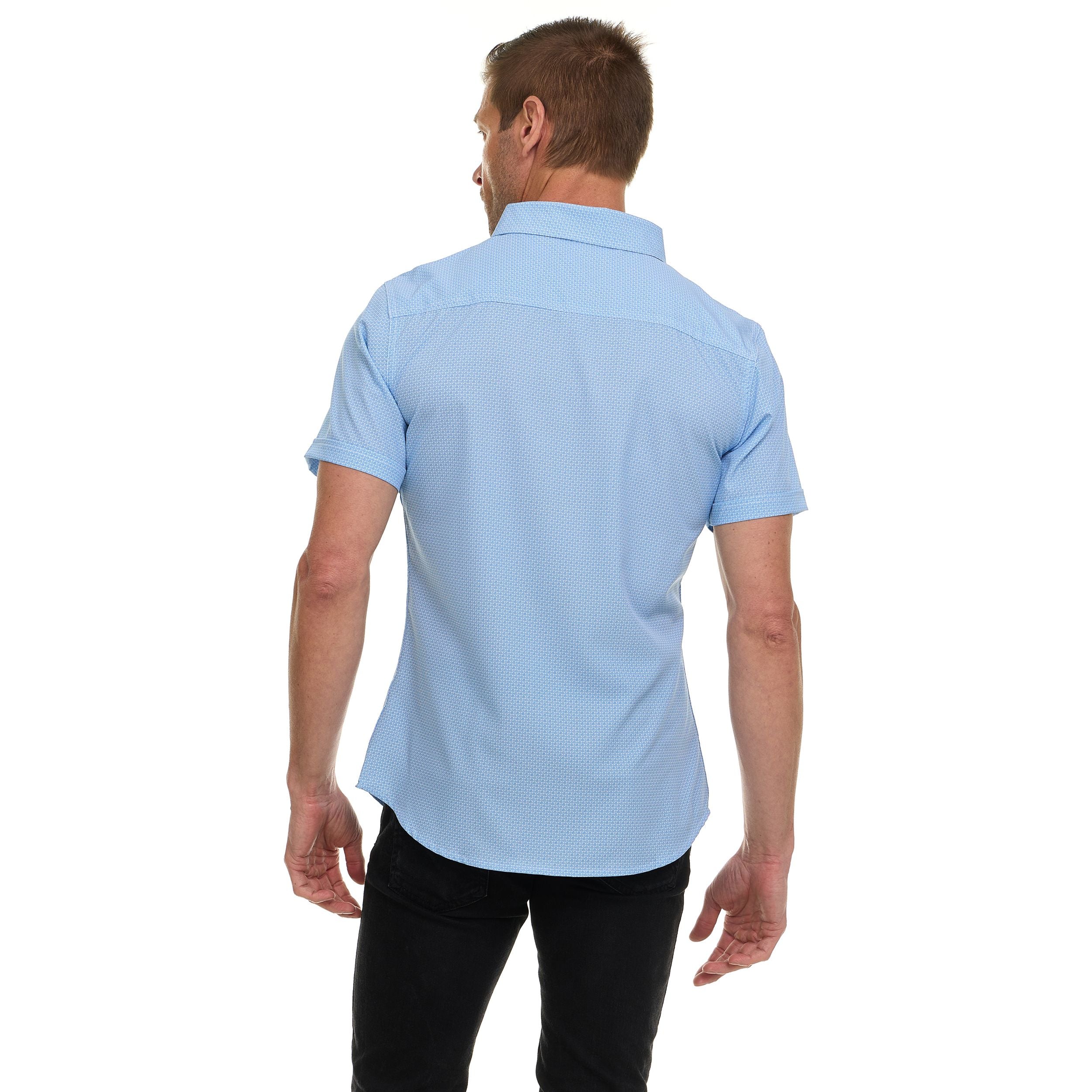 Canada Weather Gear Men’s Short Sleeve Button-Up Shirt – Casual Slim Fit Collared Shirt with Front Pocket – Lightweight Stretch