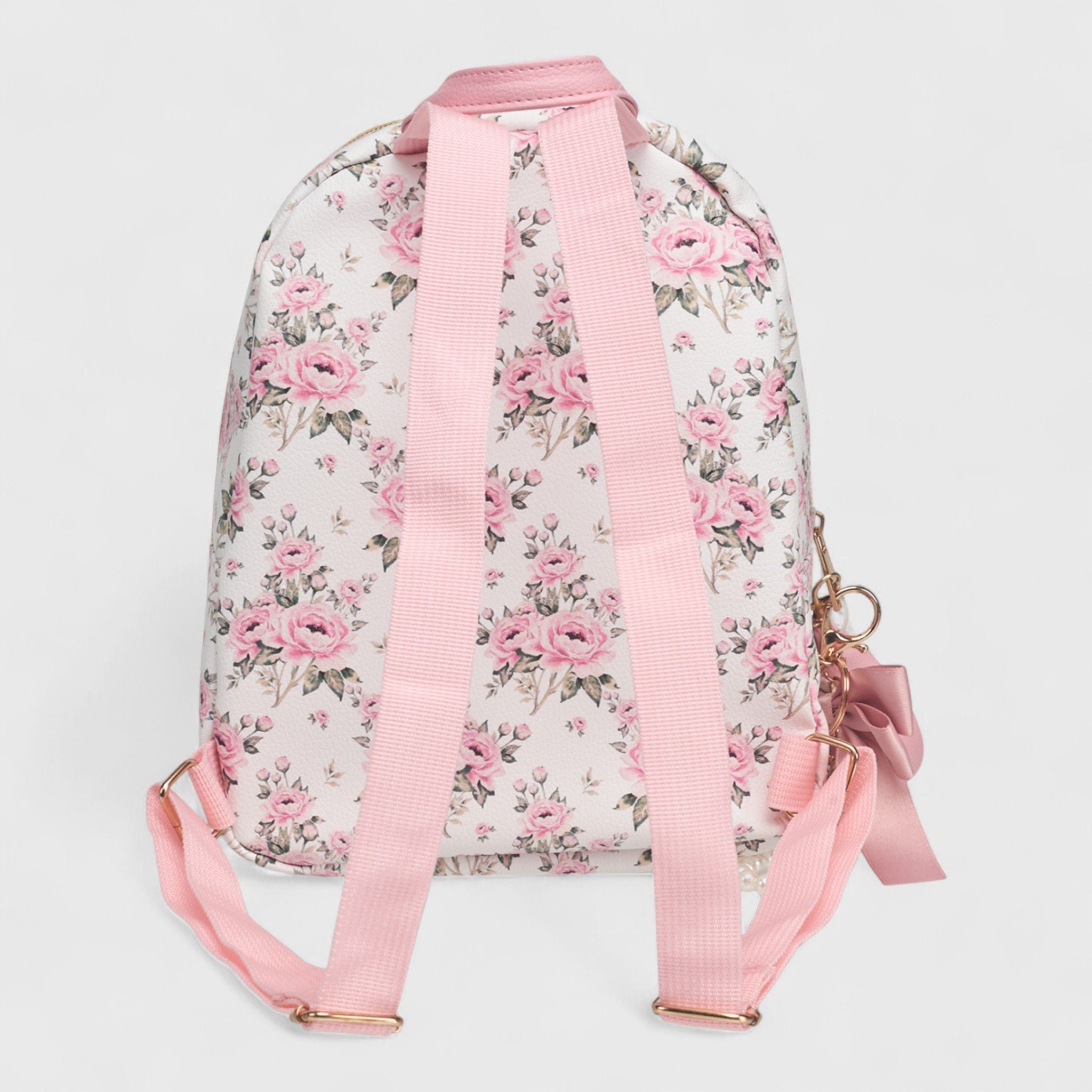 A Little Obsessed Girl's Floral Garden Party Backpack Set with Matching Coin Purse & Pearl Keychain – Cute Mini Backpack for Kids