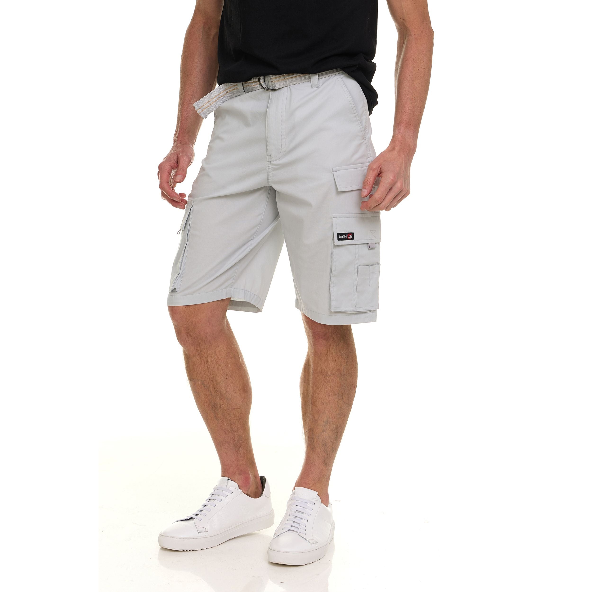 Canada Weather Gear Men’s Belted Cargo Shorts – Lightweight Cotton Stretch Fabric, Classic Fit with Multiple Pockets