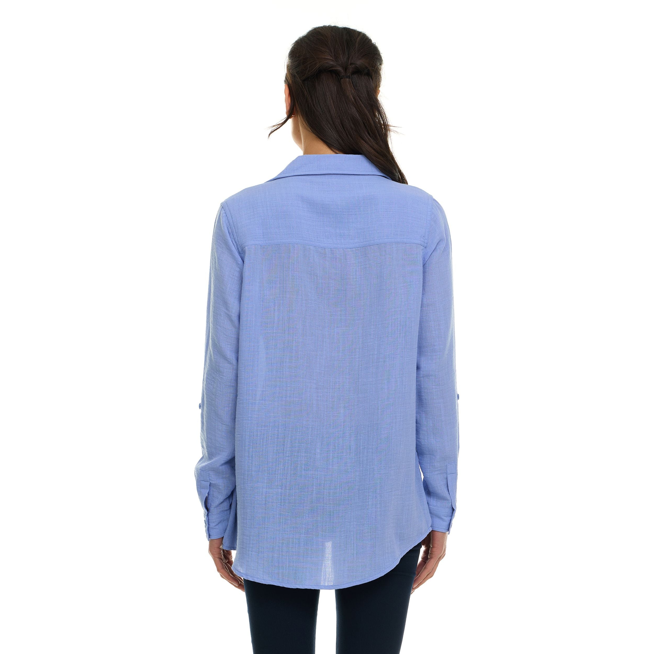 Super Triple Goose Women’s Linen Long Sleeve Button-Down Shirt – Lightweight Casual Collared Top with Pocket