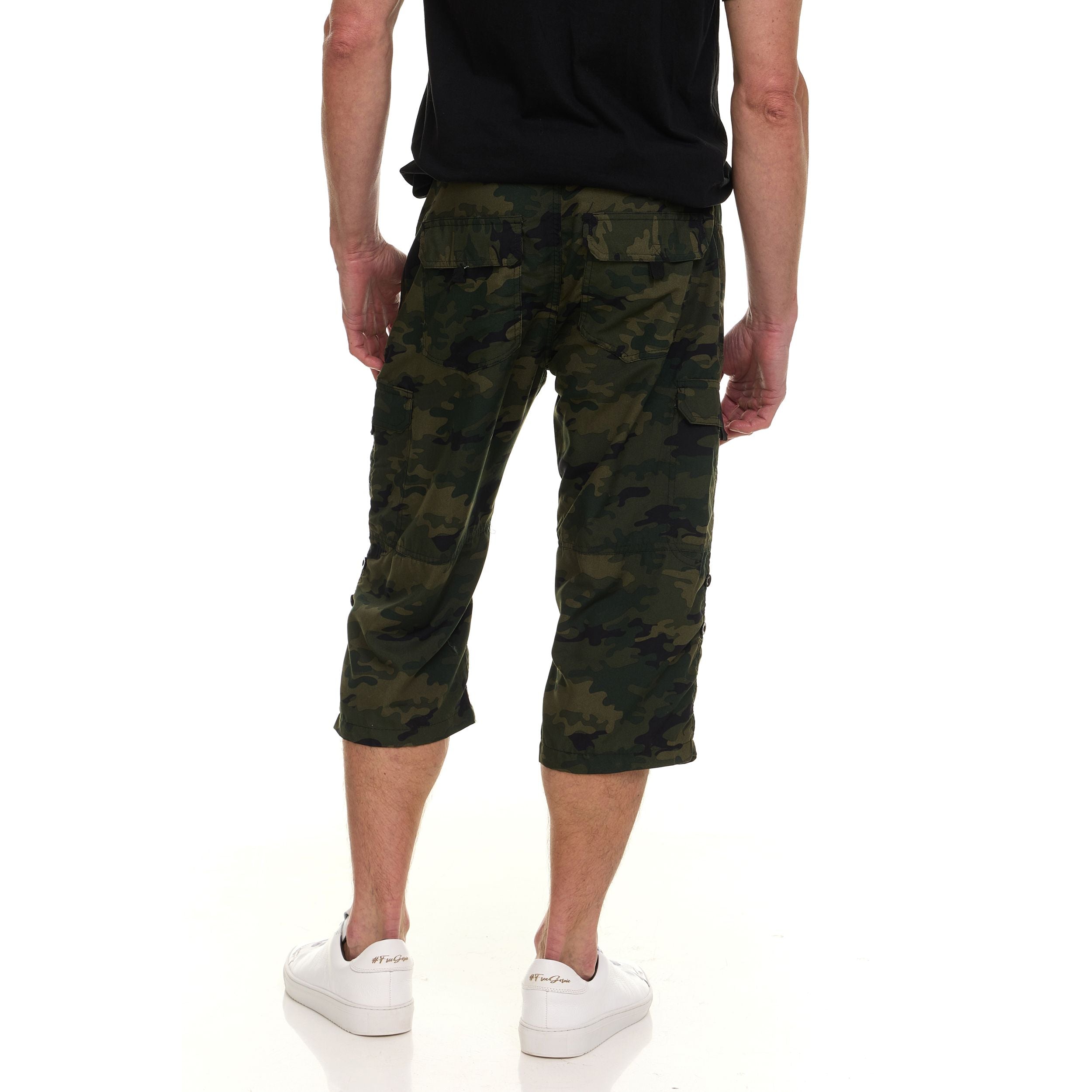 Canada Weather Gear Men’s Cargo Belted Shorts – Lightweight Stretch Twill Knee-Length Shorts with Pockets