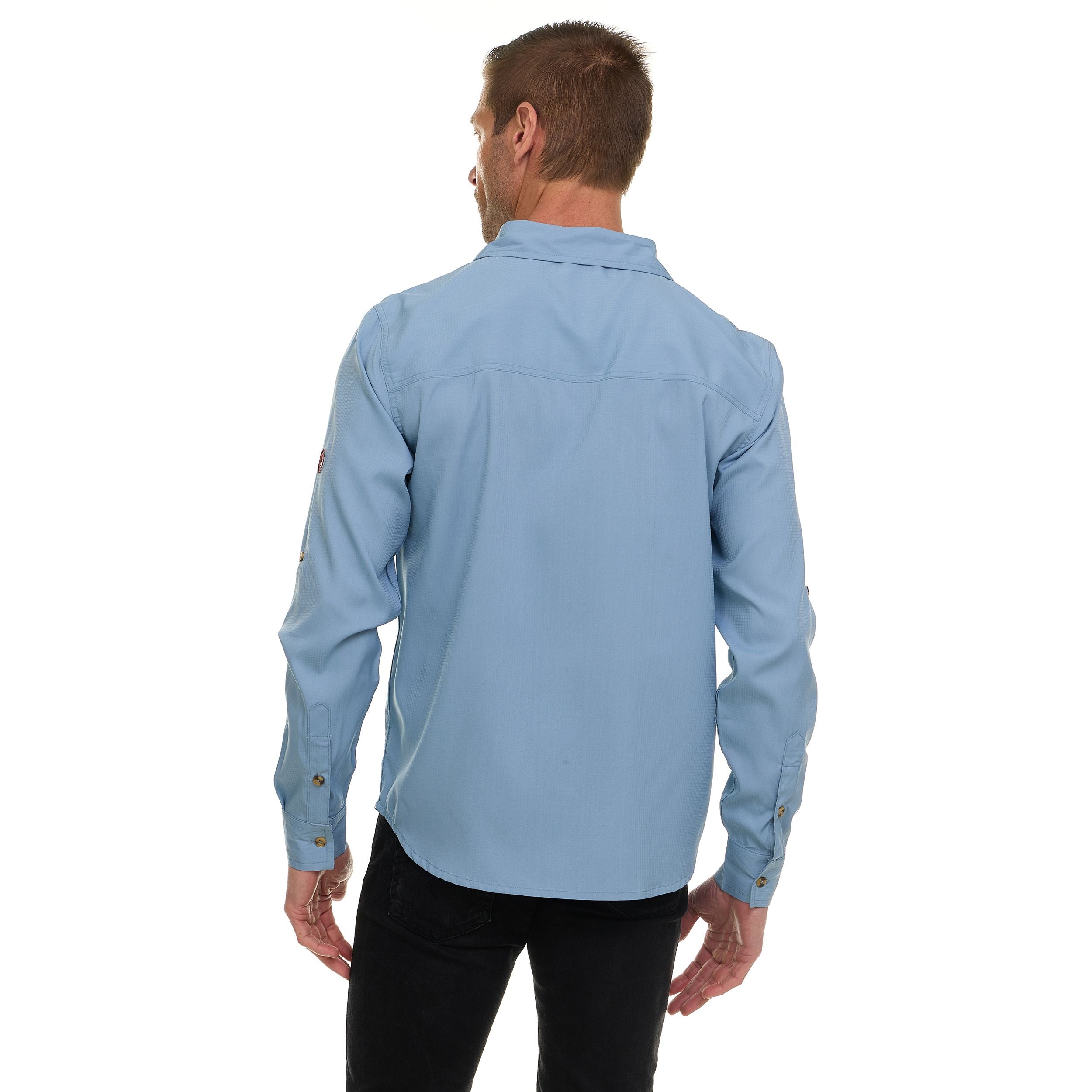 Canada Weather Gear Men’s Long Sleeve Ripstop Shirt – Roll-Up Sleeves, Dual Chest Pockets, Outdoor Lightweight Button-Down