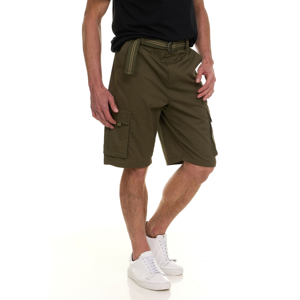 Canada Weather Gear Men’s Belted Cargo Shorts – Lightweight Cotton Stretch Fabric, Classic Fit with Multiple Pockets