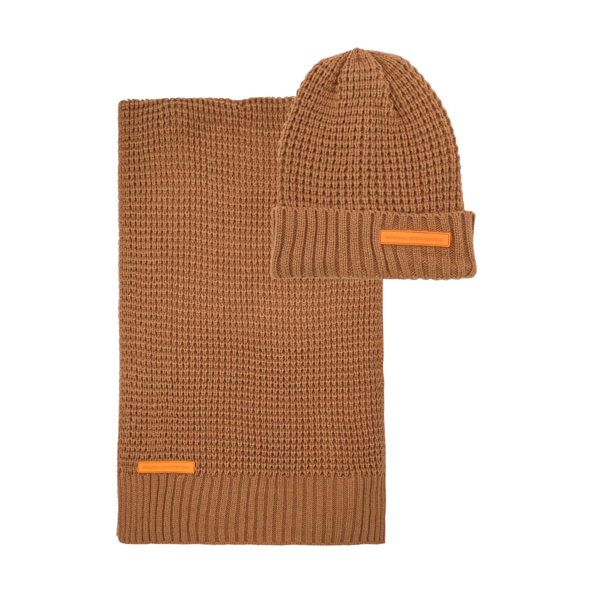 French Connection Women’s Winter Knit Hat & Scarf Set - Stylish Beanie & Cozy Matching Scarf