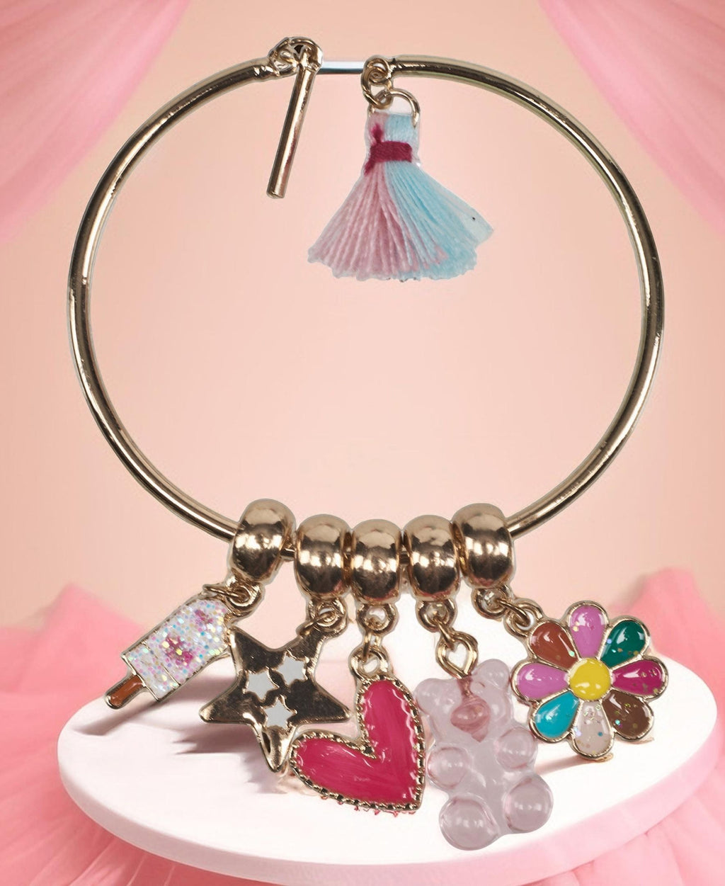 Willow & Ruby Kid's Charm Bracelet - Charms & Bangle Set for Girls (Youth)