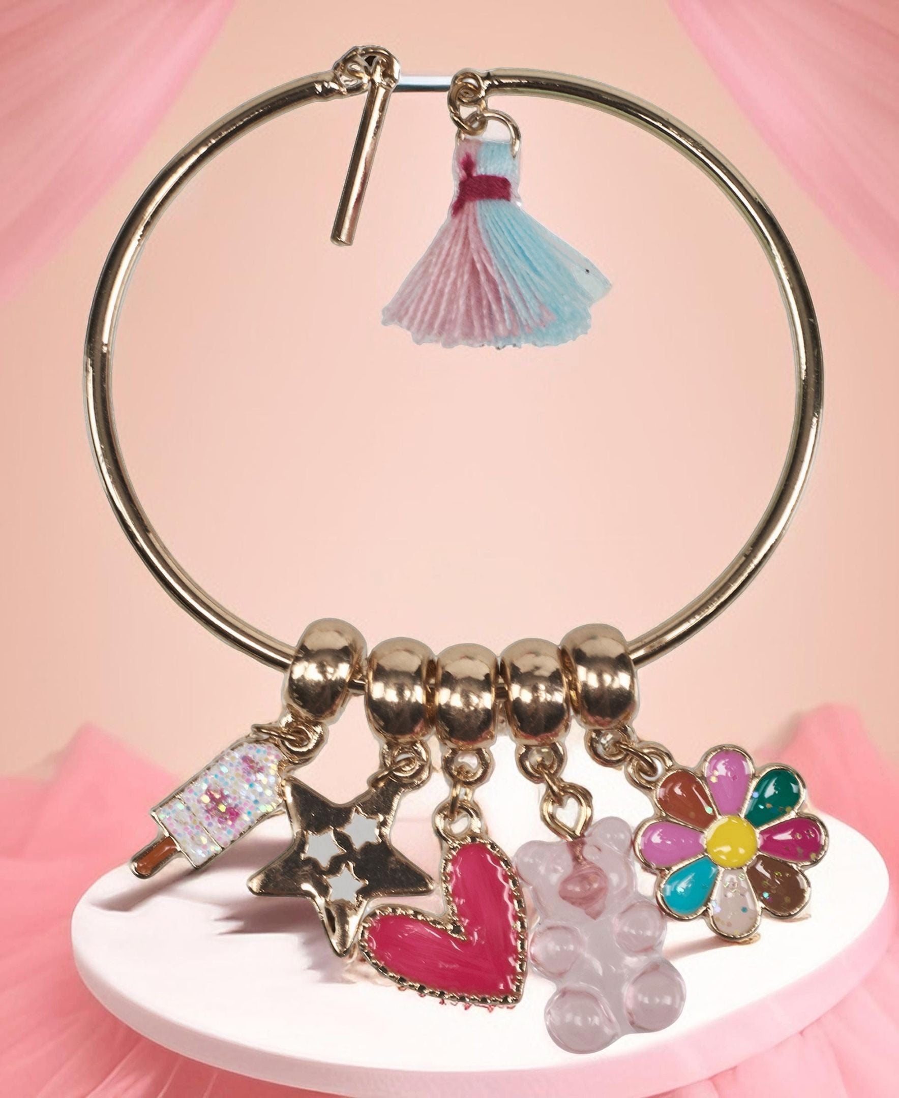 Willow & Ruby Kid's Charm Bracelet - Charms & Bangle Set for Girls (Youth)