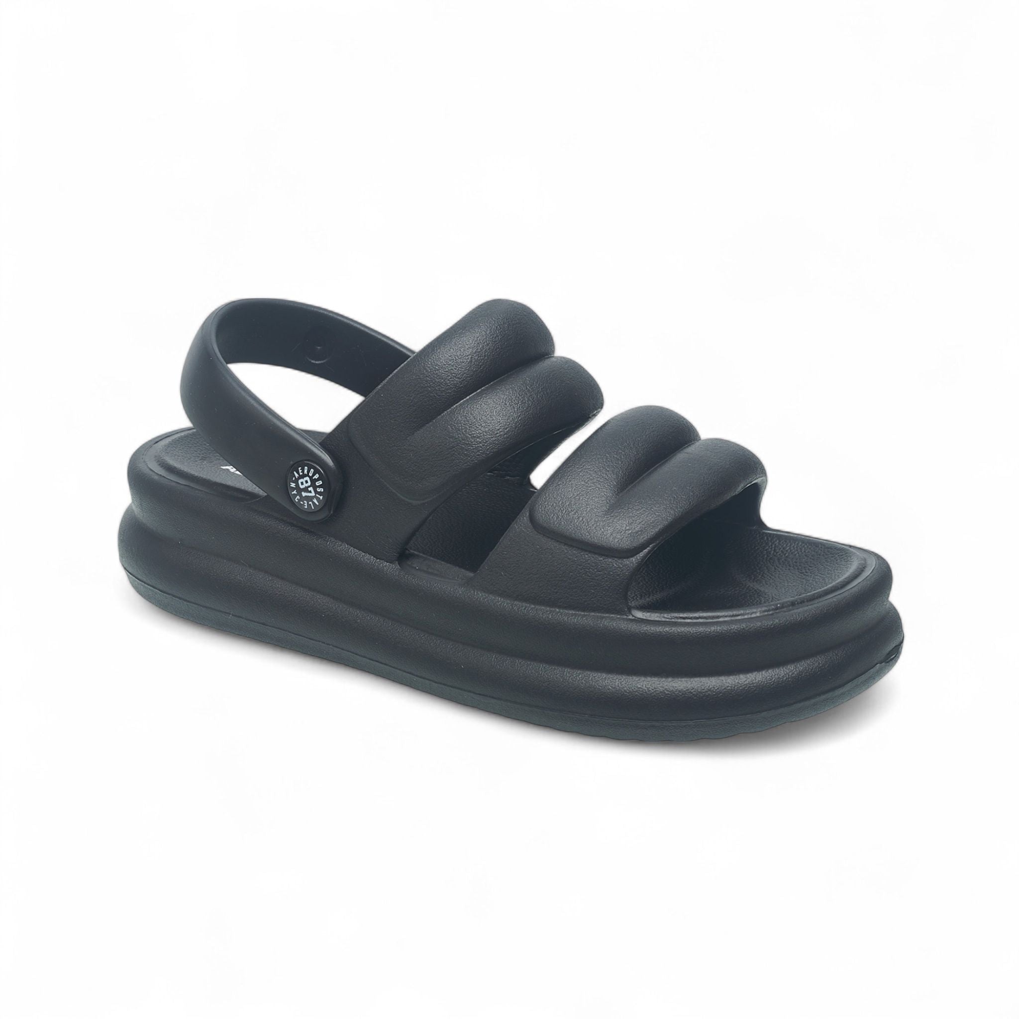Aéropostale Women’s Double-Band EVA Platform Sandals with Slingback — Lightweight Cushioned Cloud Slides for Beach, Pool & Everyday in Black, Size 6