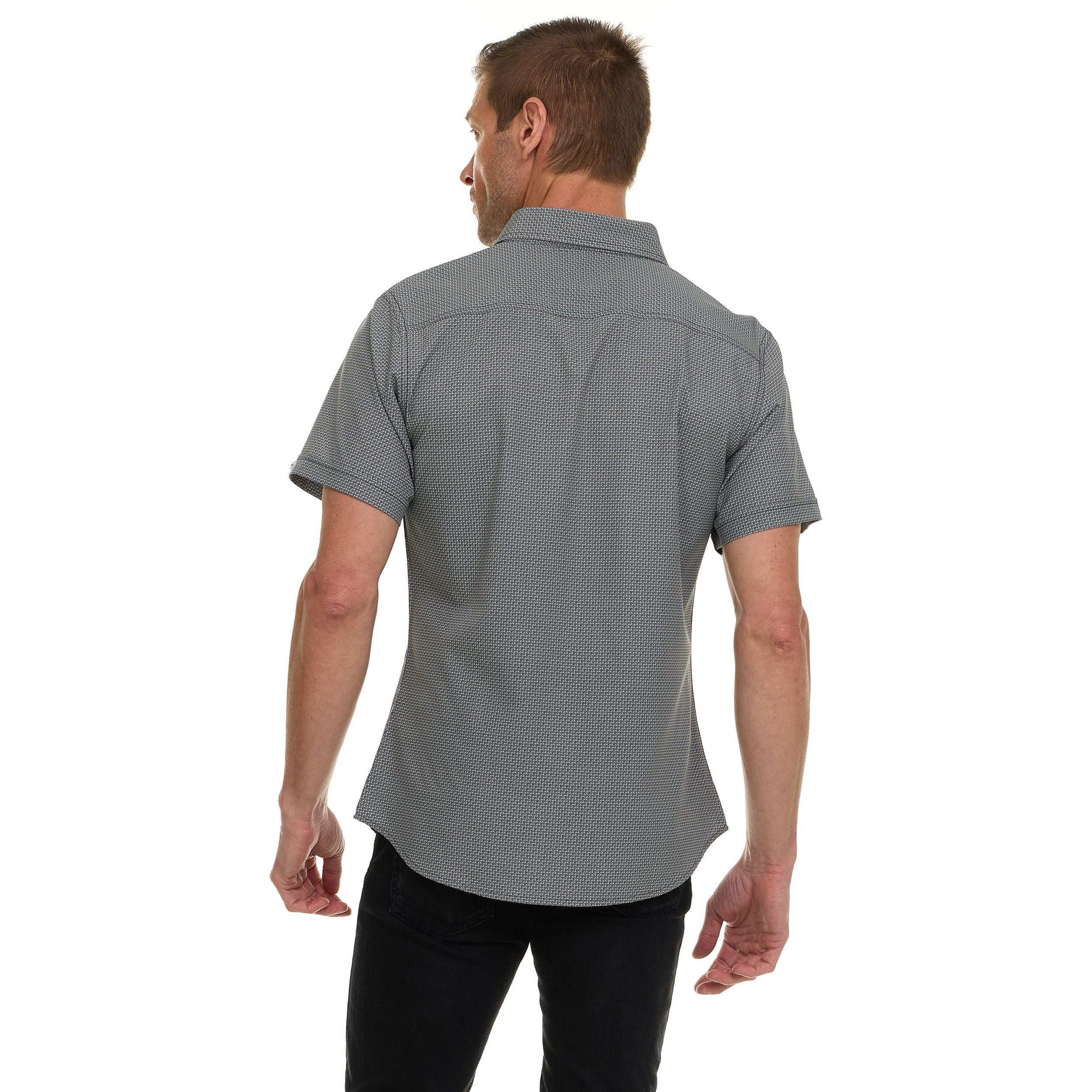 Canada Weather Gear Men’s Short Sleeve Button-Up Shirt – Casual Slim Fit Collared Shirt with Front Pocket – Lightweight Stretch