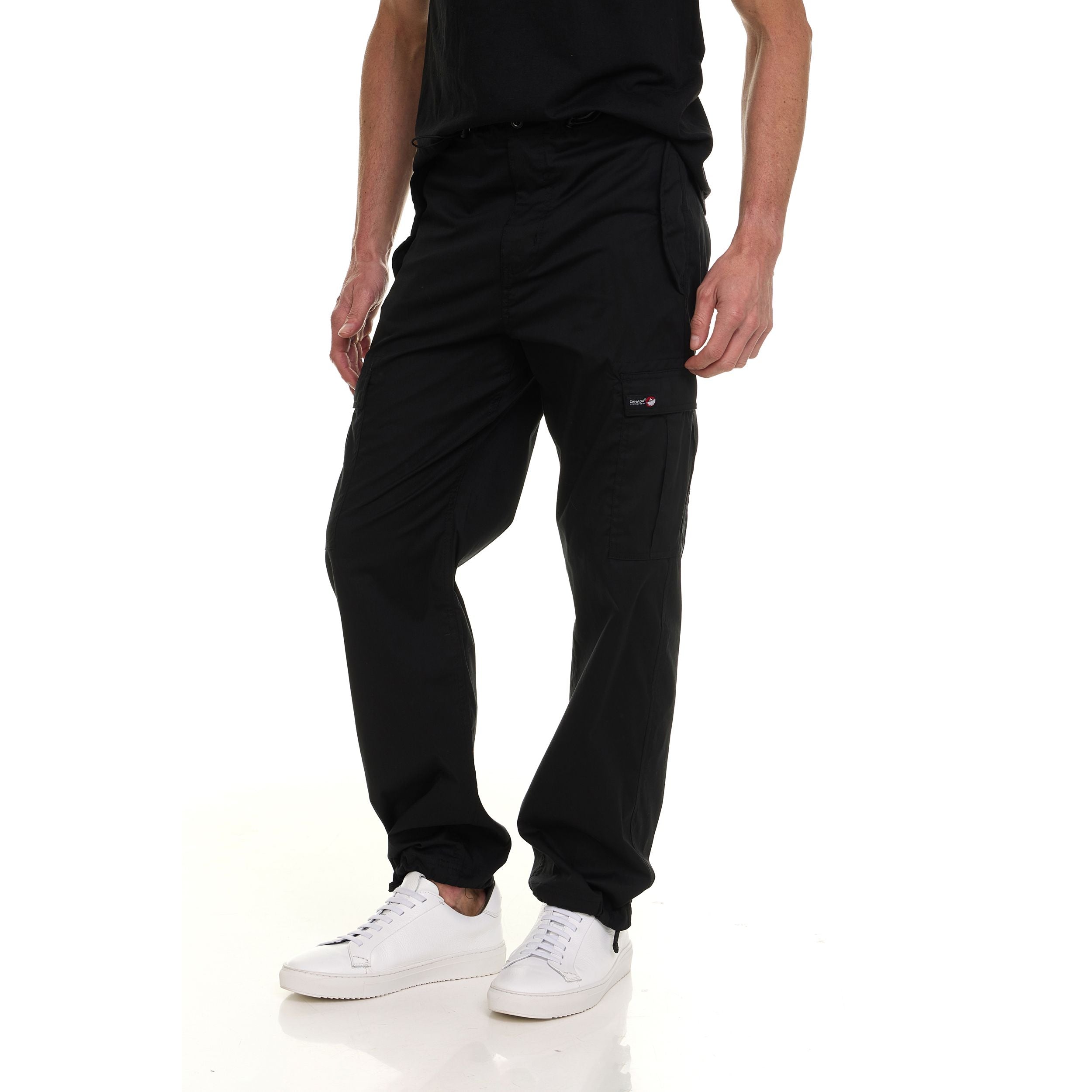 Canada Weather Gear Men’s Wide Leg Cargo Stretch Pants – Lightweight Utility Trousers with Drawstring Hem & Multi-Pockets