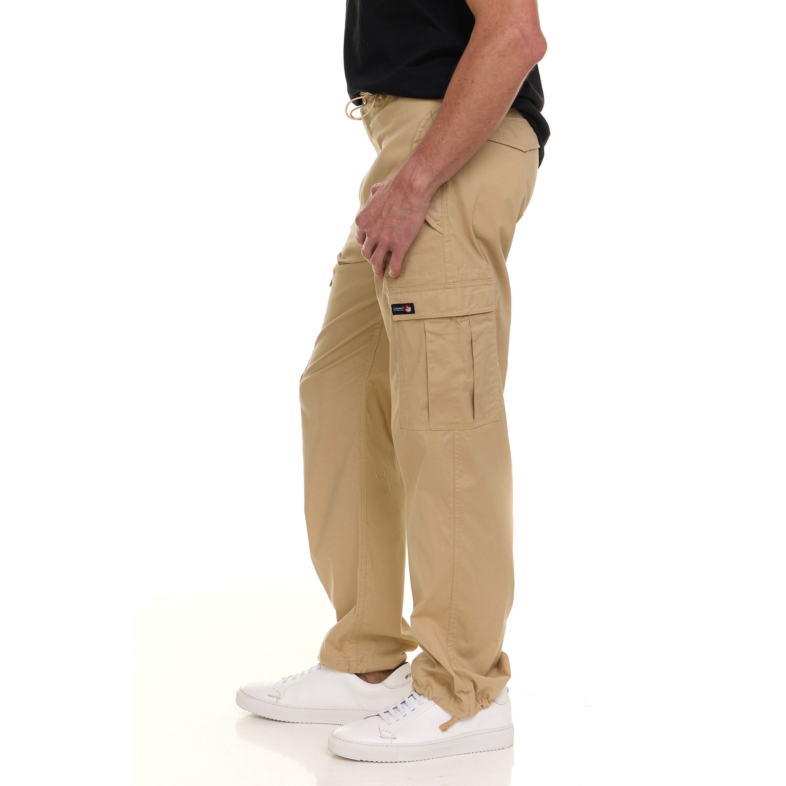 Canada Weather Gear Men’s Wide Leg Cargo Stretch Pants – Lightweight Utility Trousers with Drawstring Hem & Multi-Pockets