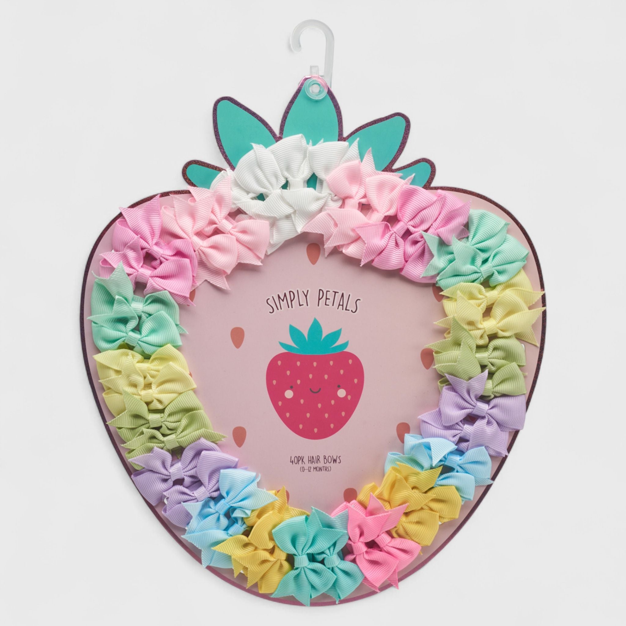 Simply Petals 40-Pack Strawberry Themed Baby Hair Bow Set -  Assorted Baby Bows for 0-12 Months, Colorful Clips for Infants, Girl, 40pcs