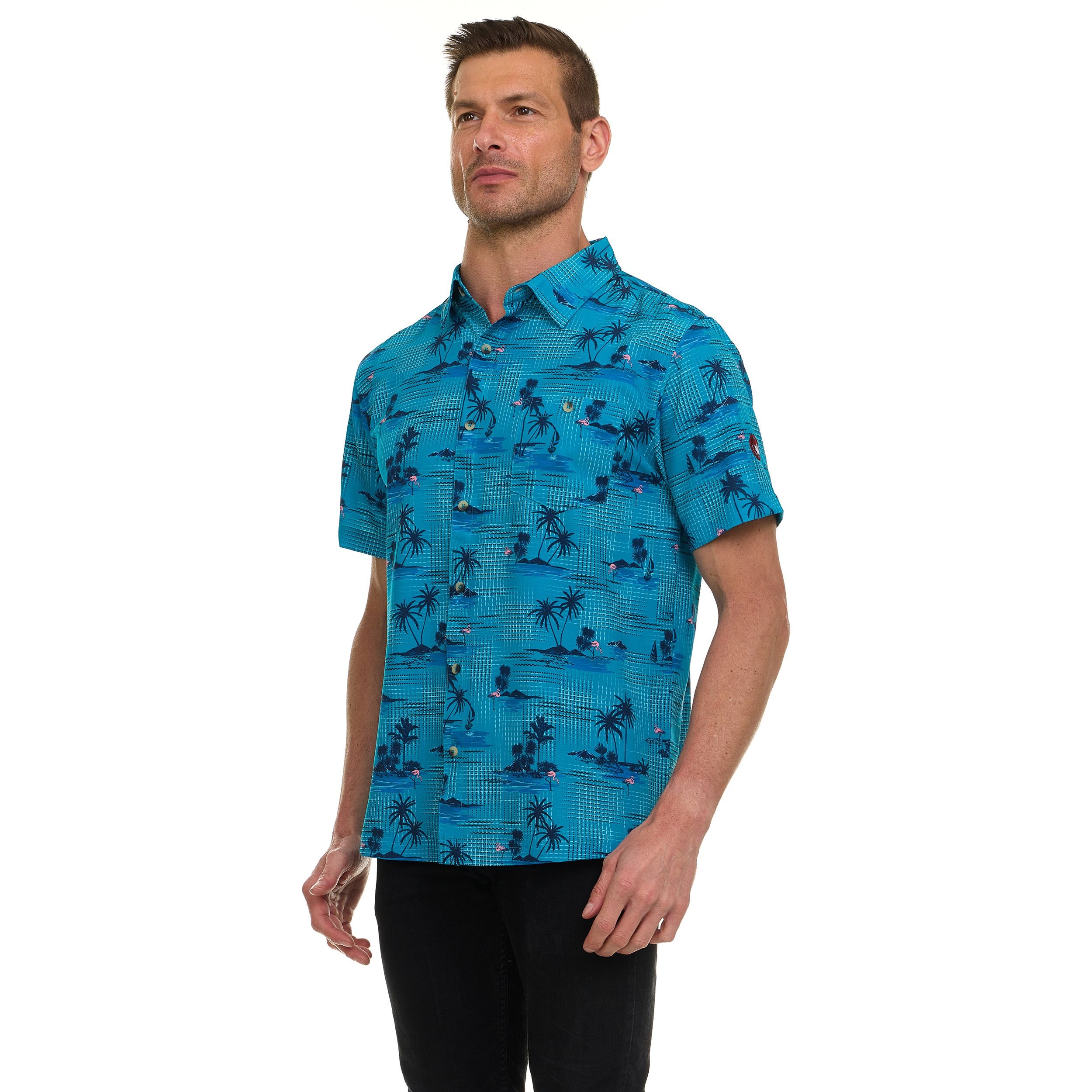 Canada Weather Gear Men's Short Sleeve Button-Up Shirt – Tropical Printed Casual Summer Shirt