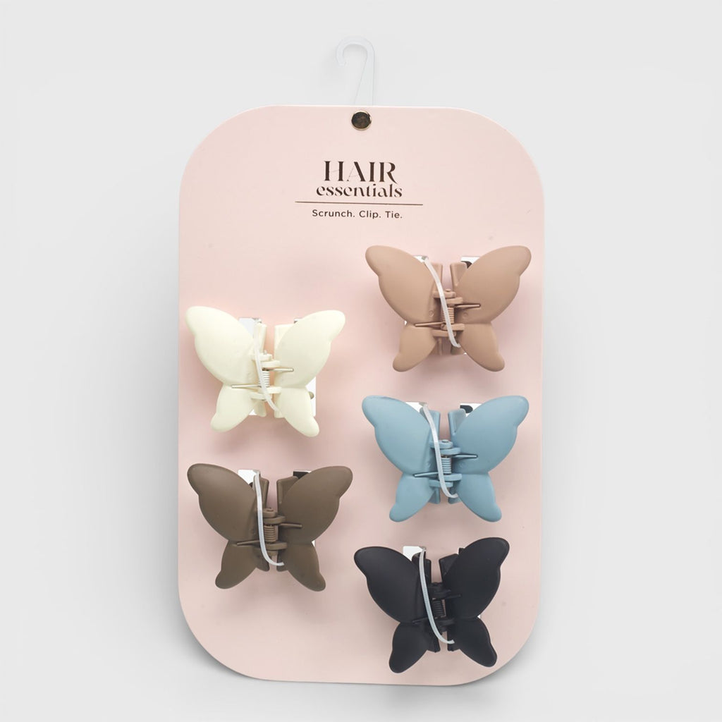 Hair Essentials 5pk Butterfly Claw Clips - Multicolored