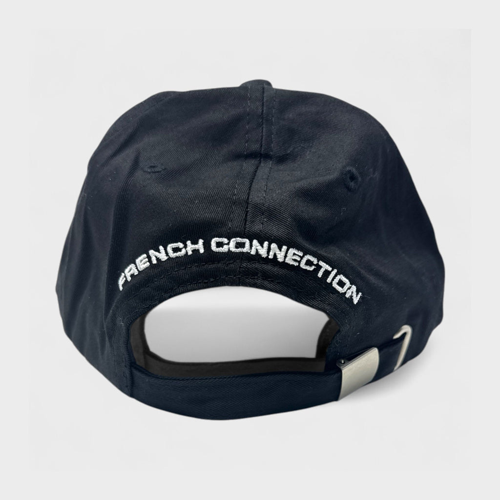 French Connection Classic Black Baseball Cap - Adjustable Back Strap, Embroidered Logo