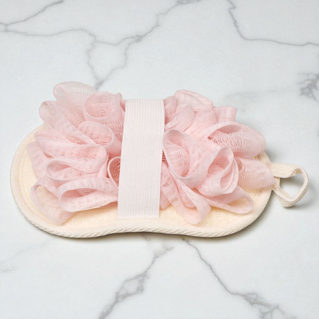 Spa Essentials Reversible 2-in-1 Bath Sponge & Body Scrubber - Exfoliating Loofah Bath Pad
