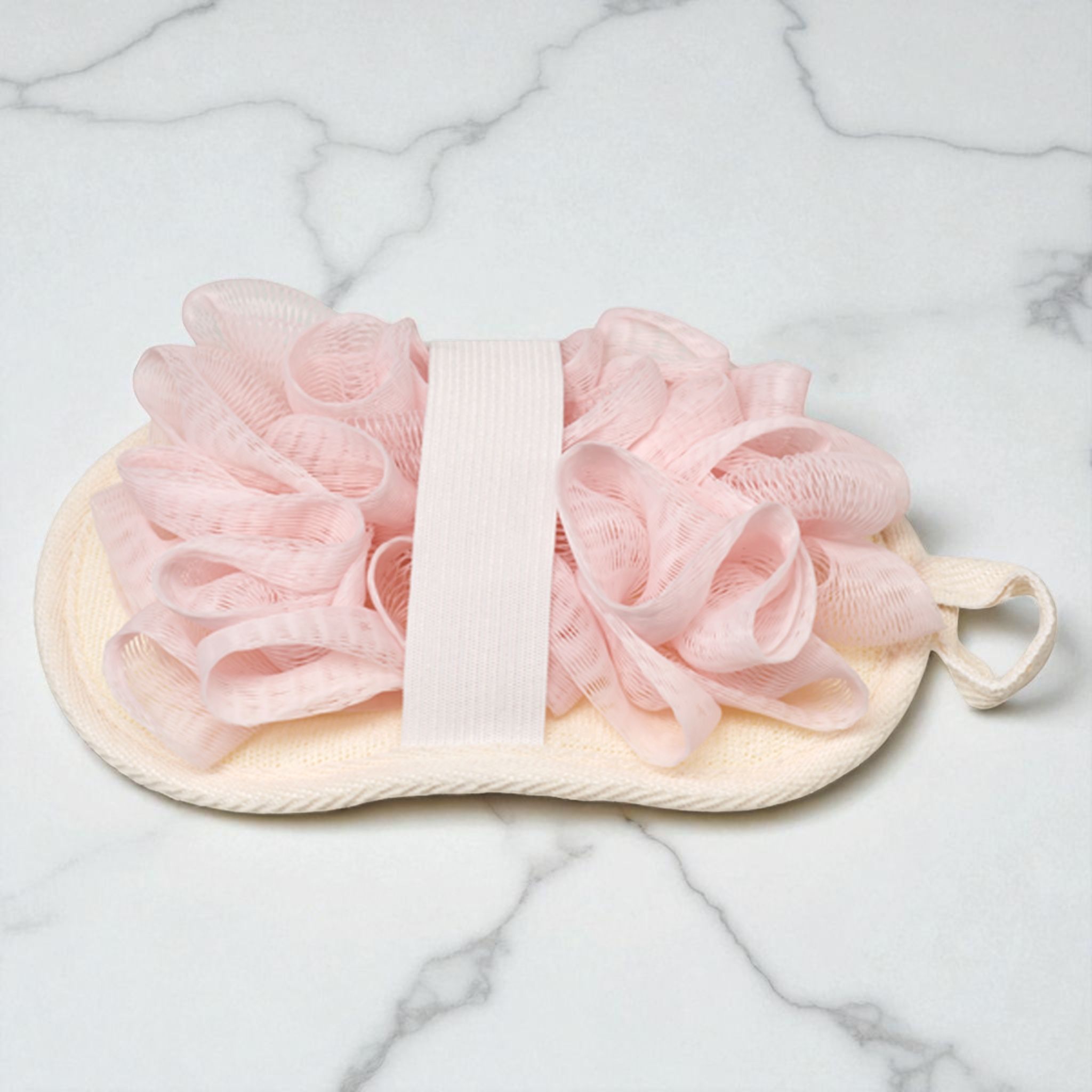 Spa Essentials Reversible 2-in-1 Bath Sponge & Body Scrubber - Exfoliating Loofah Bath Pad