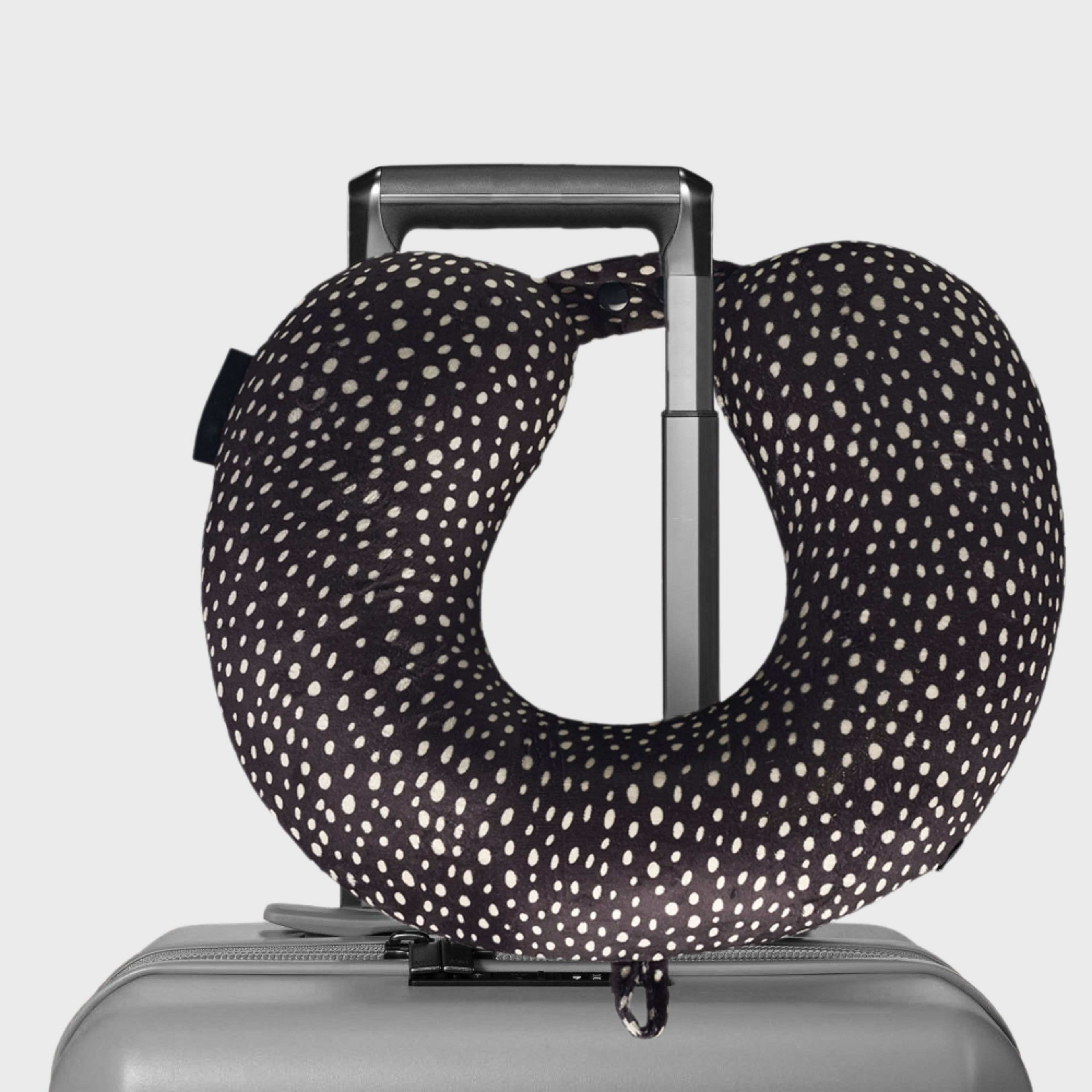 French Connection Memory Foam Travel Neck Pillow with Washable Cover - Luxury Neck Pillows for Travel (Polka Dot)