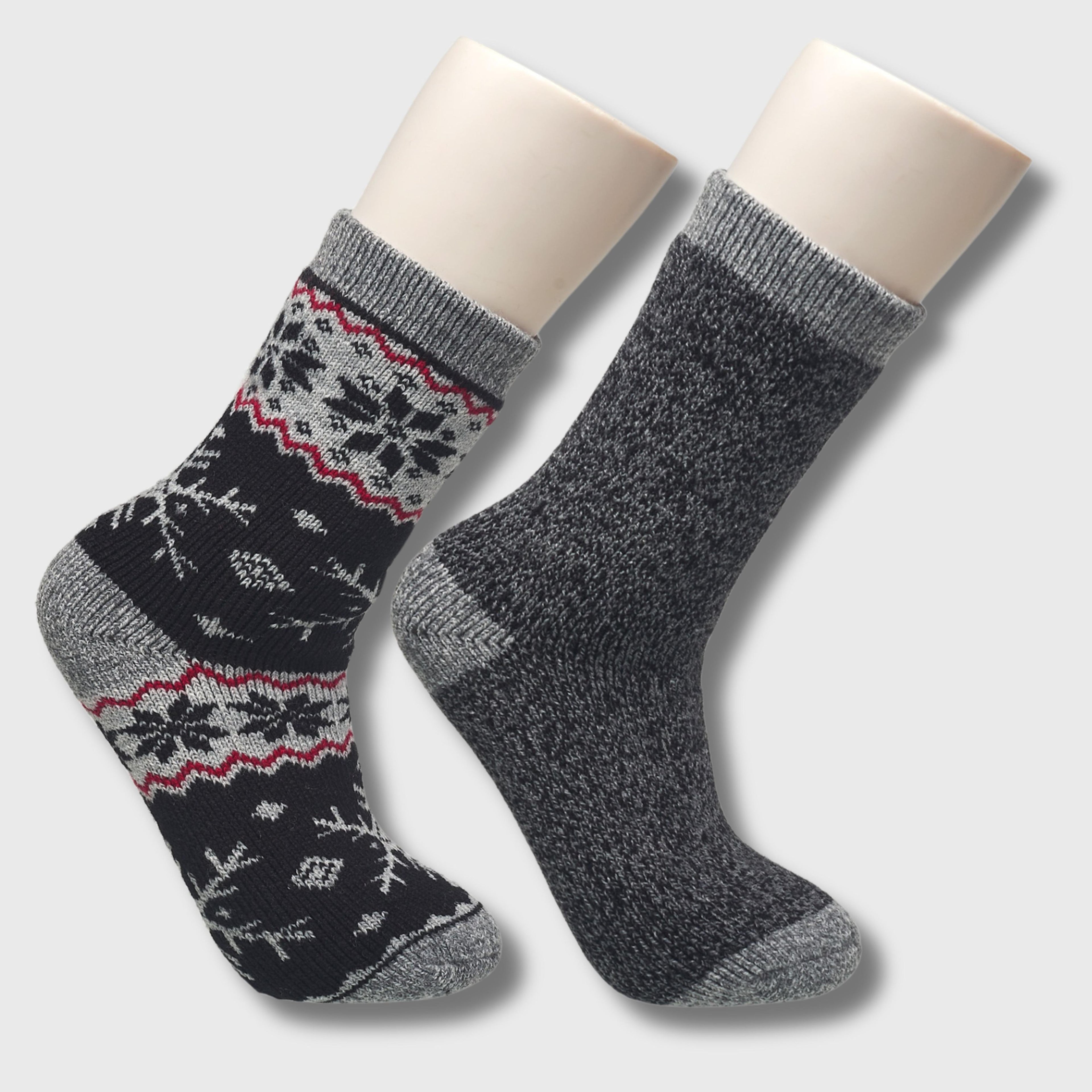 Canada Weather Gear 2-Pack Fleece Lined Thermal Crew Socks - Cozy Winter Socks for with Brushed Interior - Size 4-10