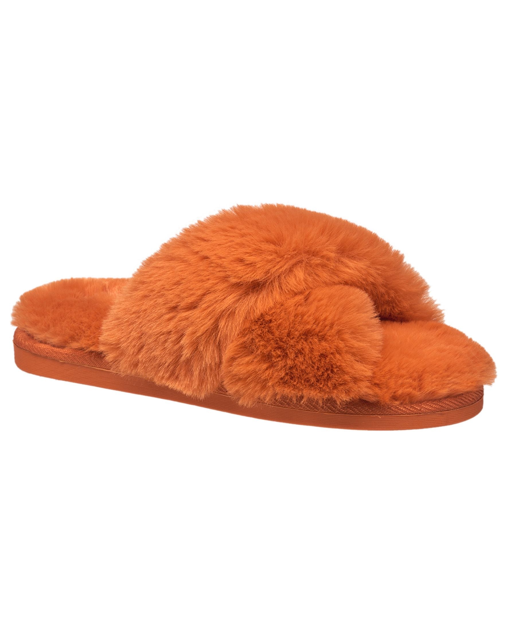Aeropostale Women's Fuzzy Criss Cross House Slippers with Cushioned Comfort in Black