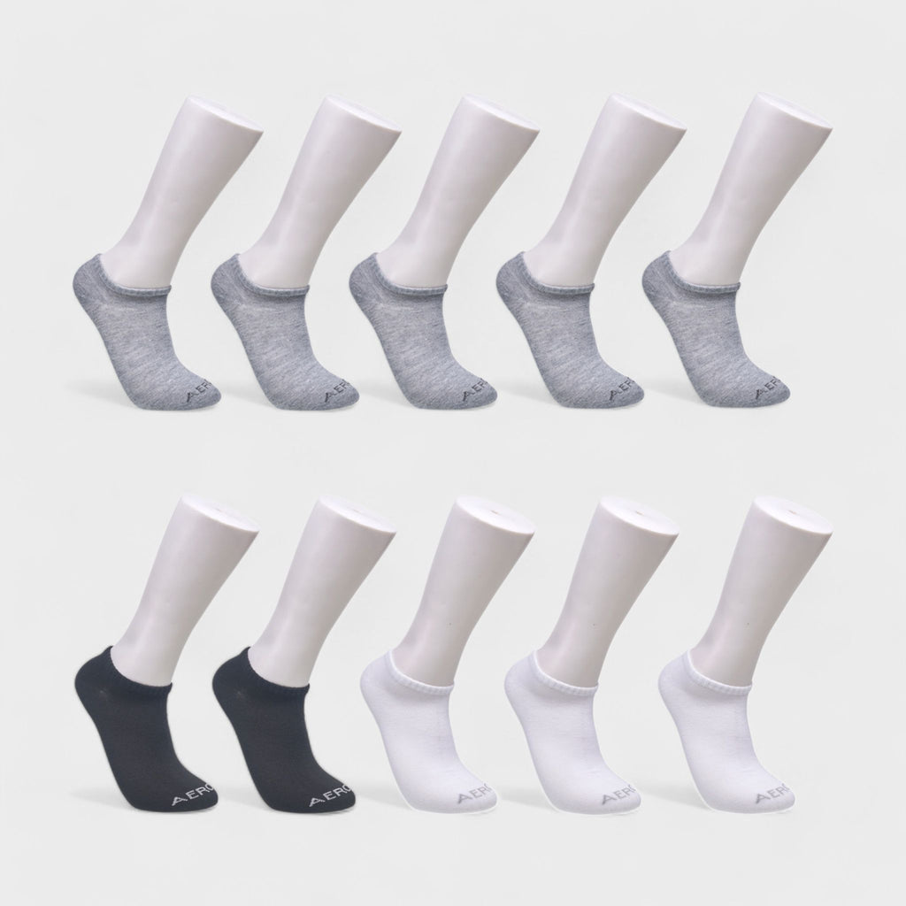 Aeropostale Men's 10-Pack Low Cut Socks - Comfort Stretch, Moisture Wicking, Smooth Toe Seam (Shoe Size 6-12)