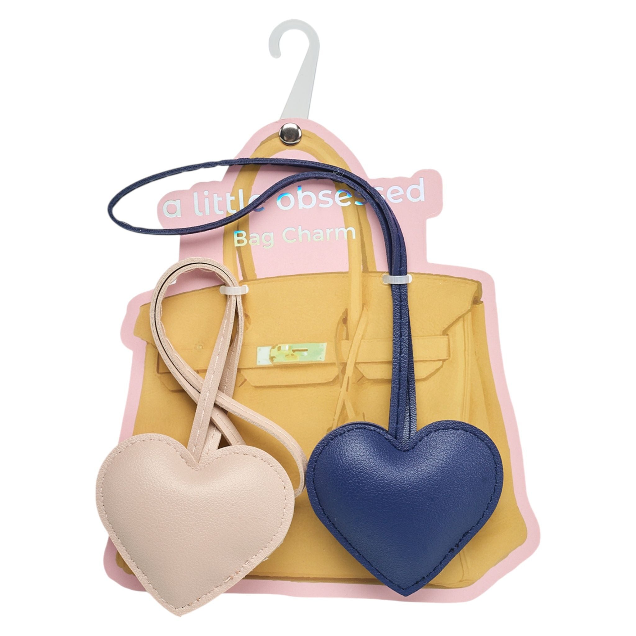 A Little Obsessed 2pc Girls Heart Bag & Backpack Bag Charm Set - Pink/Blue