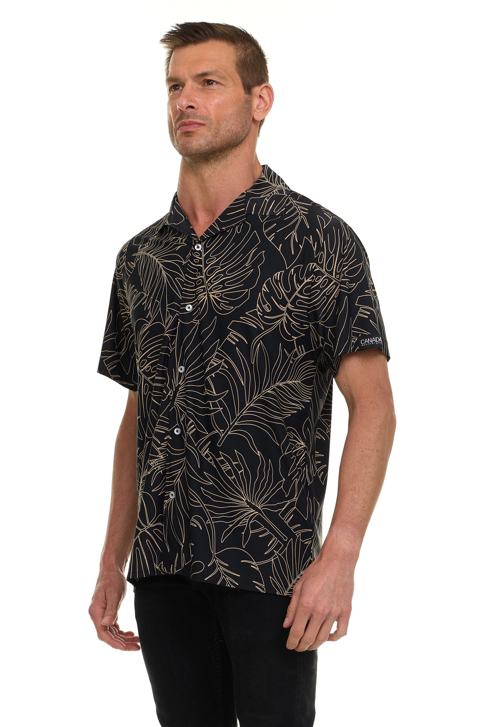 Canada Weather Gear Men’s ICE Fabric Camp Collar Shirt – 4-Way Super Stretch, Wrinkle Resistant, Moisture Wicking Travel Shirt