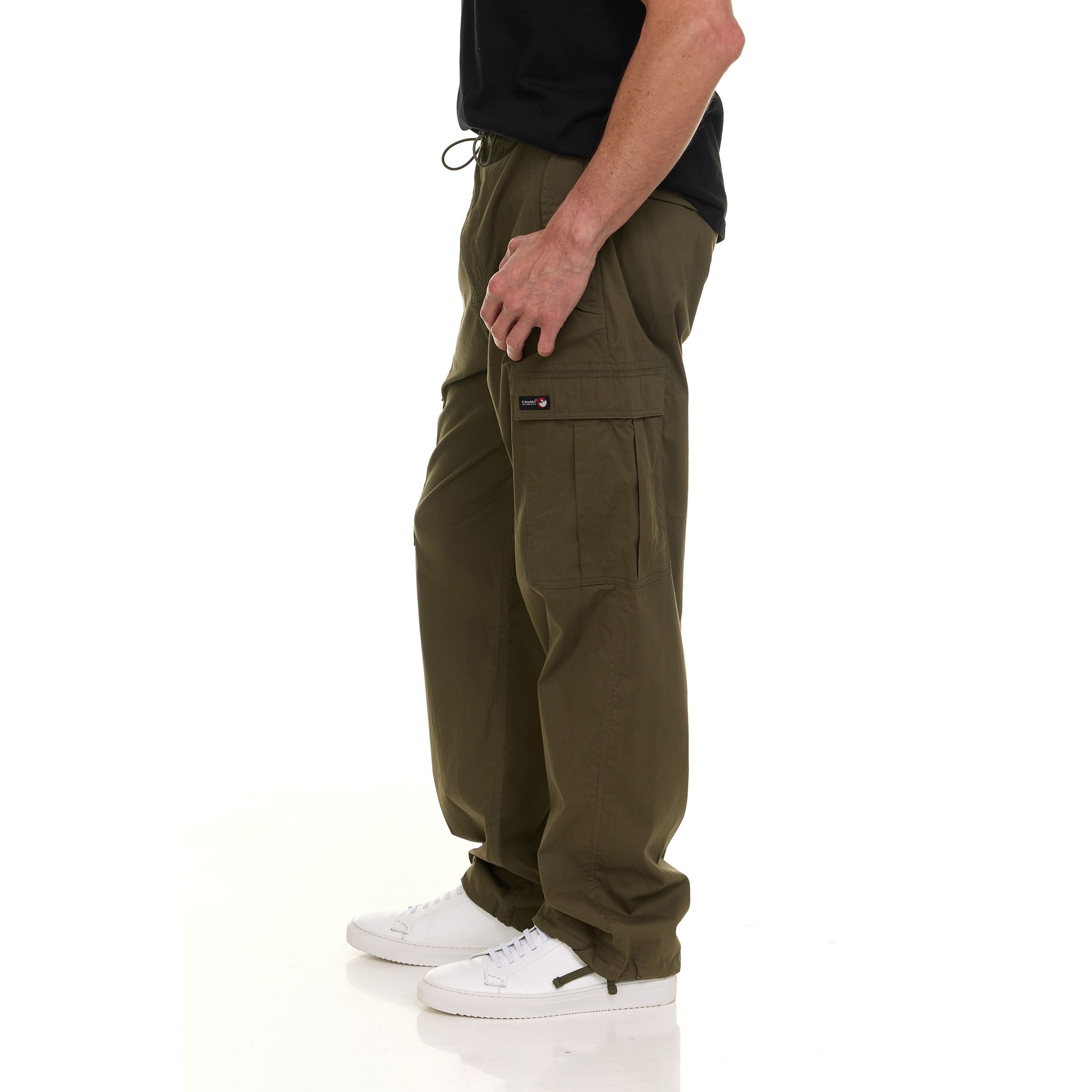 Canada Weather Gear Men’s Wide Leg Cargo Stretch Pants – Lightweight Utility Trousers with Drawstring Hem & Multi-Pockets