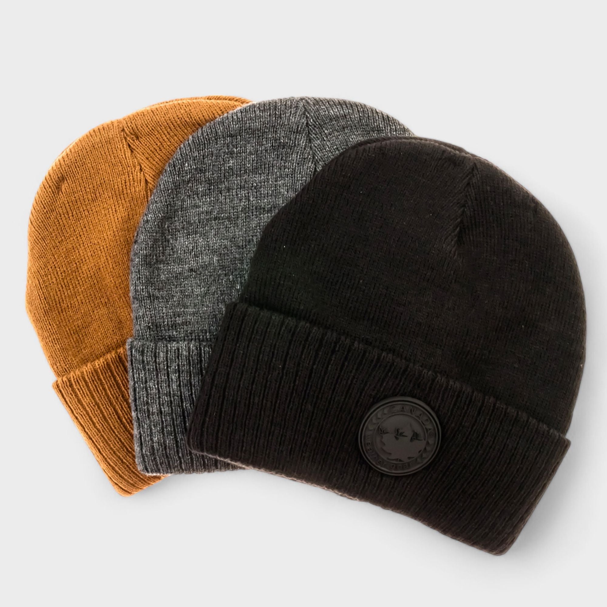 Canada Weather Gear Boys 3-Pack Beanie - Winter Knit Hat Set  - Warm, Stylish & Comfortable Kids Beanies for Cold Weather