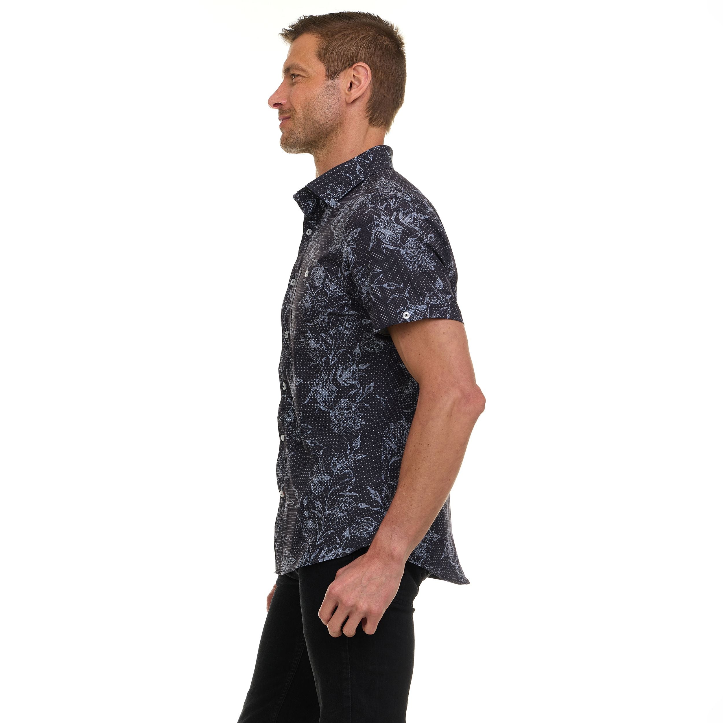 Canada Weather Gear Men’s Short Sleeve Button-Up Shirt – Casual Slim Fit Collared Shirt with Front Pocket – Lightweight Stretch