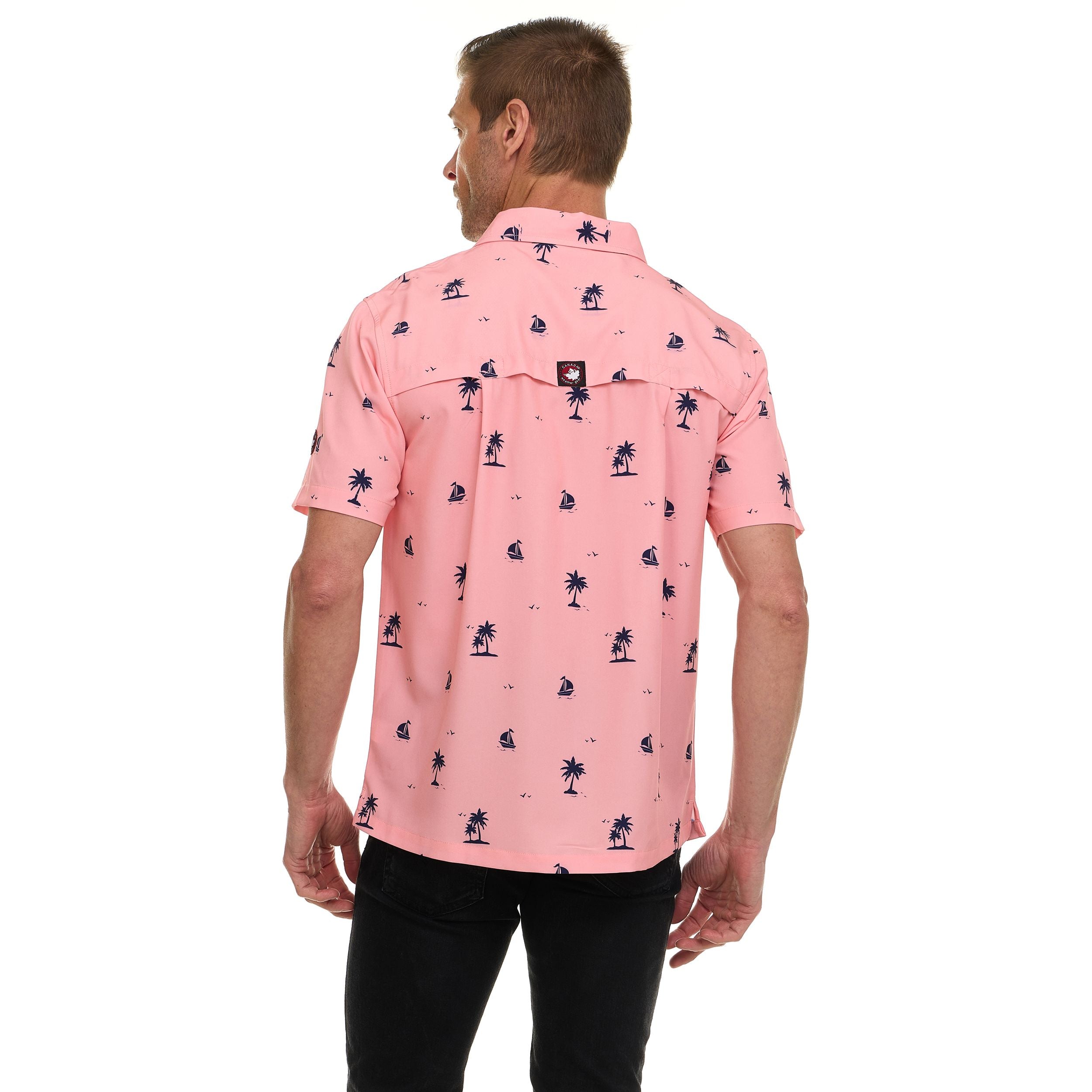 Canada Weather Gear Men's Short Sleeve Button-Up Shirt – Tropical Printed Casual Summer Shirt