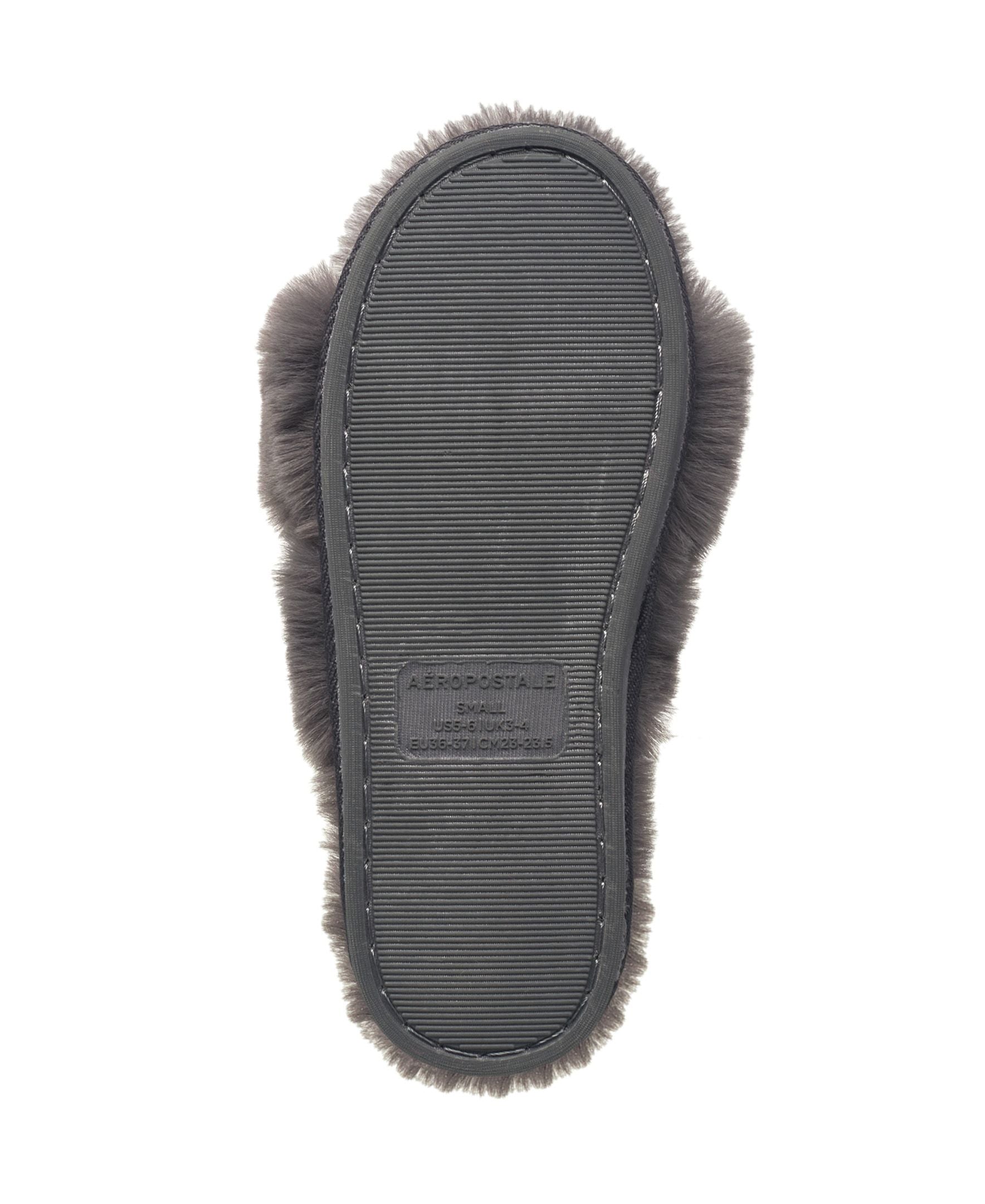Aeropostale Women's Fuzzy Criss Cross House Slippers with Cushioned Comfort in Black