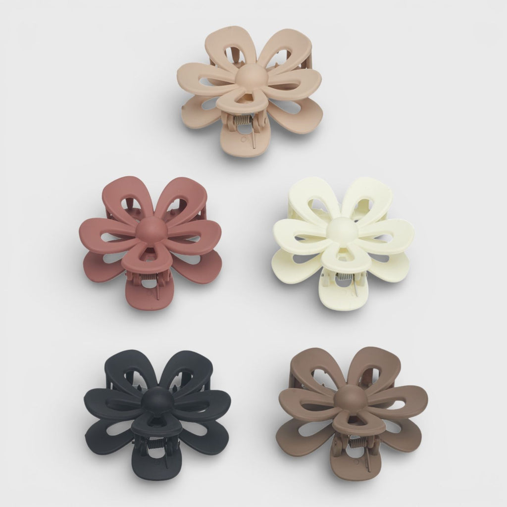 Hair Essentials 5pk Flower Claw Clips - Multicolored