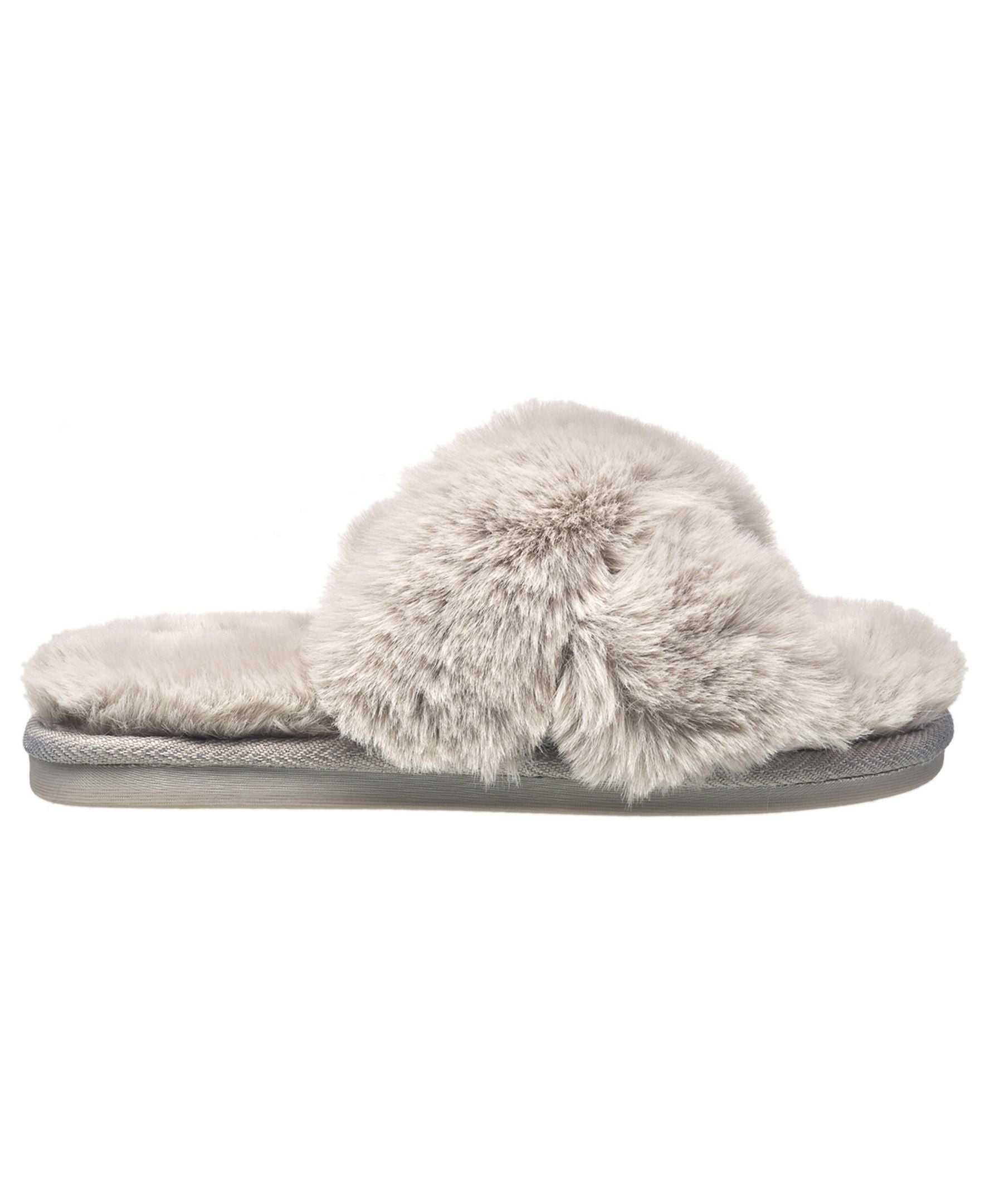 Aeropostale Women's Fuzzy Criss Cross House Slippers with Cushioned Comfort in Black