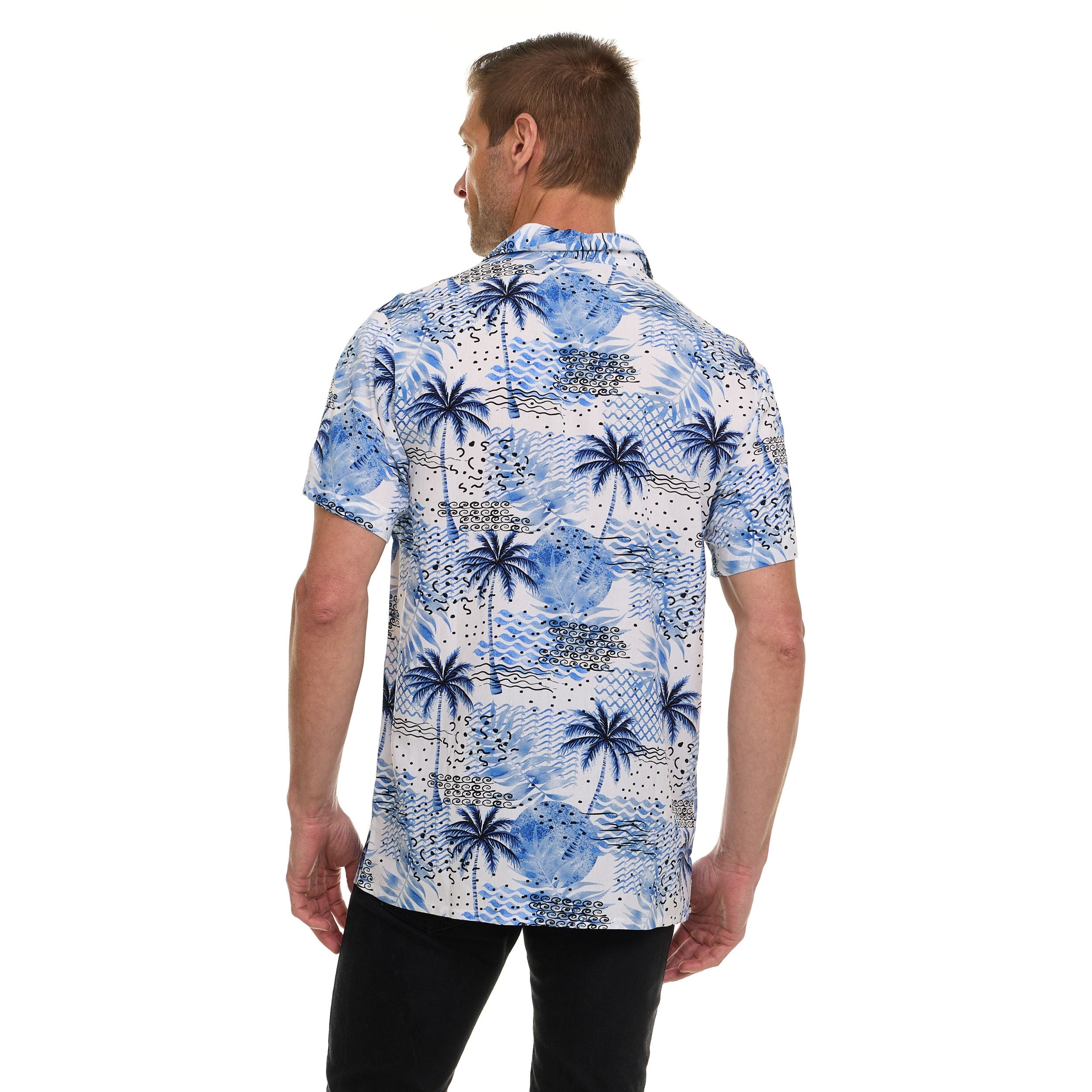 Super Triple Goose Men’s Printed Rayon Camp Collar Shirt - Soft Feel, Moisture-Wicking, Easy Care