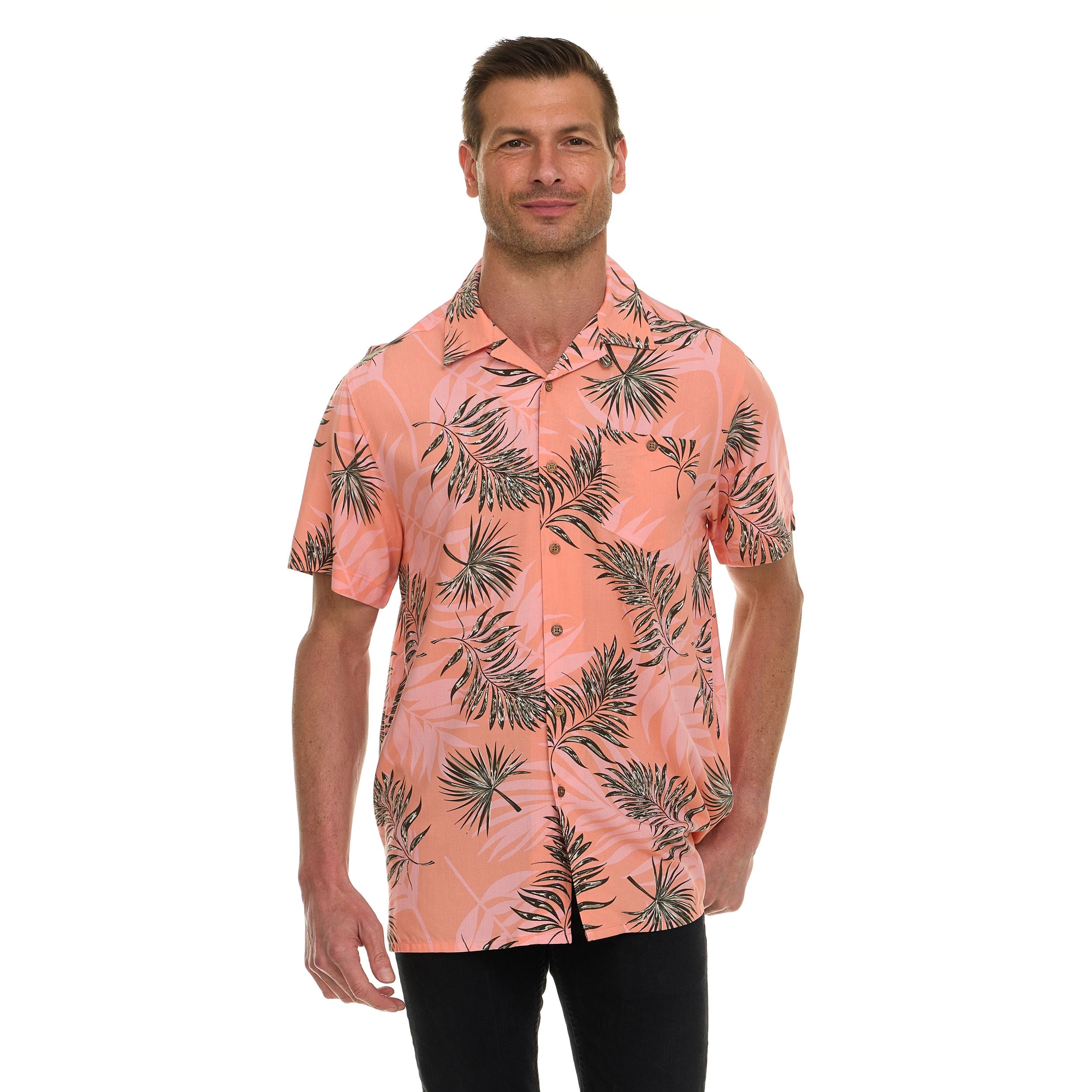Super Triple Goose Men’s Short Sleeve Button Down Aloha Shirt – Soft Feel, Moisture Wicking, Easy Care