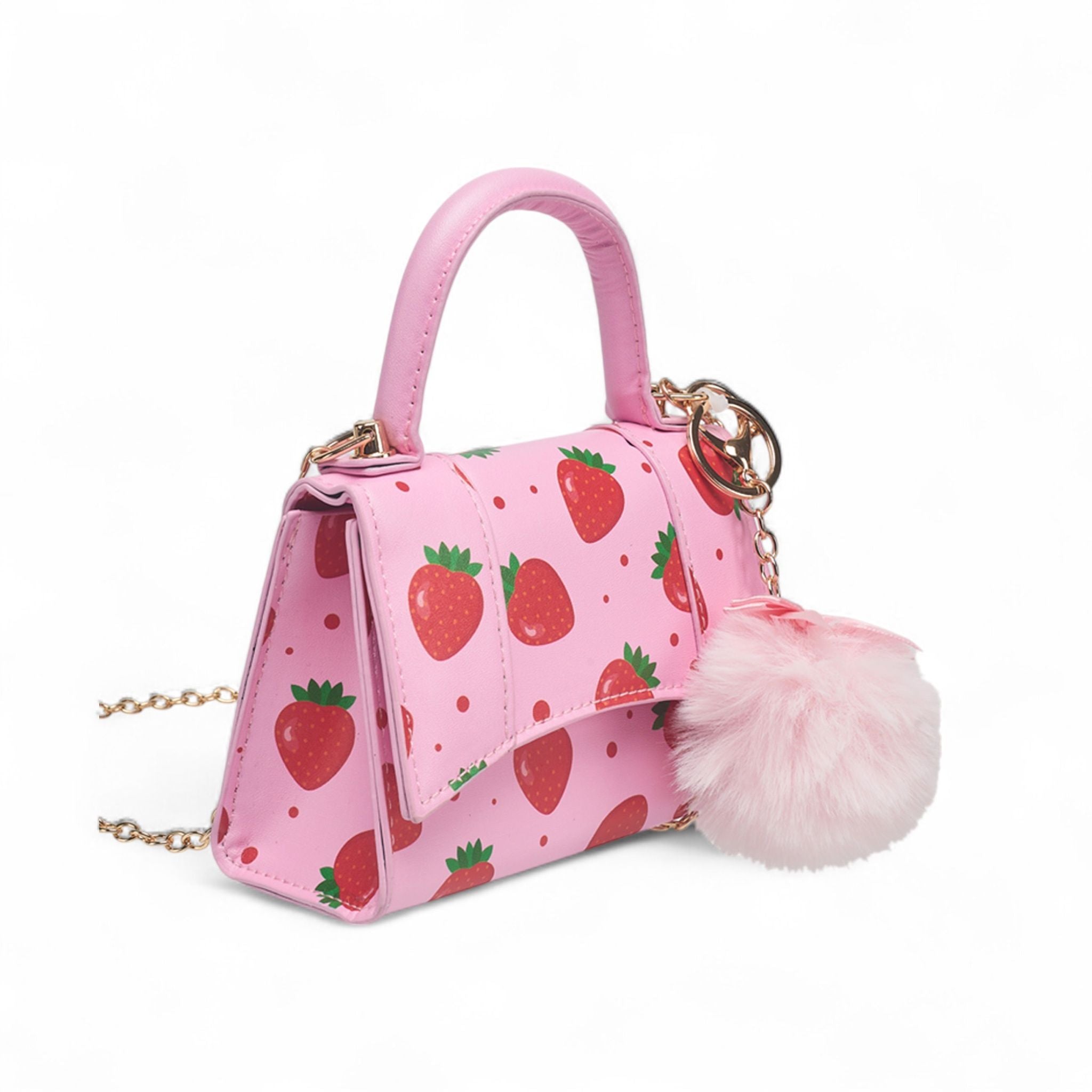 Willow & Ruby Girls' Strawberry Fields Mini Top Handle Bag with Pom Charm