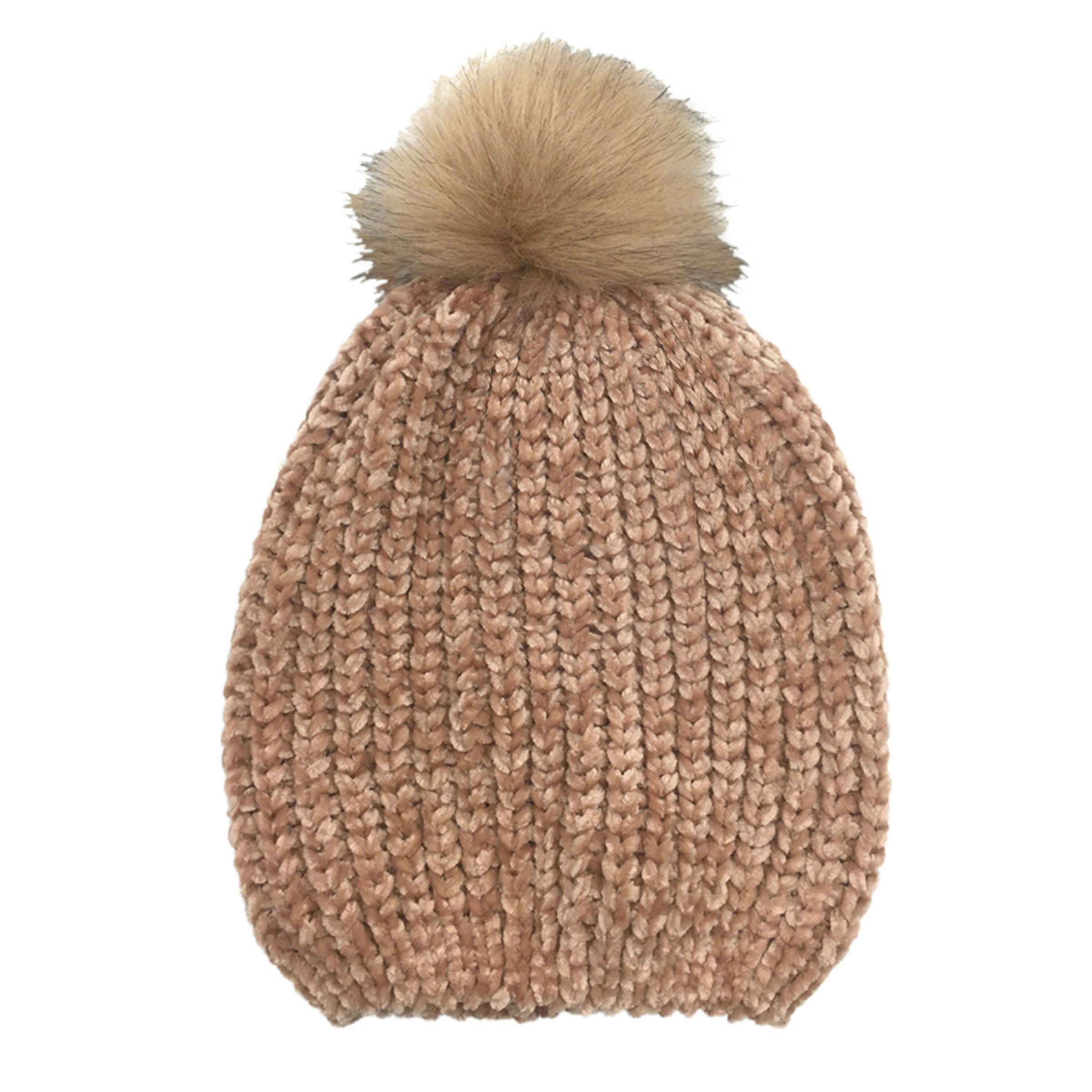 Charles Albert Girl's Chenille Pom Beanie - Kids Winter Hat