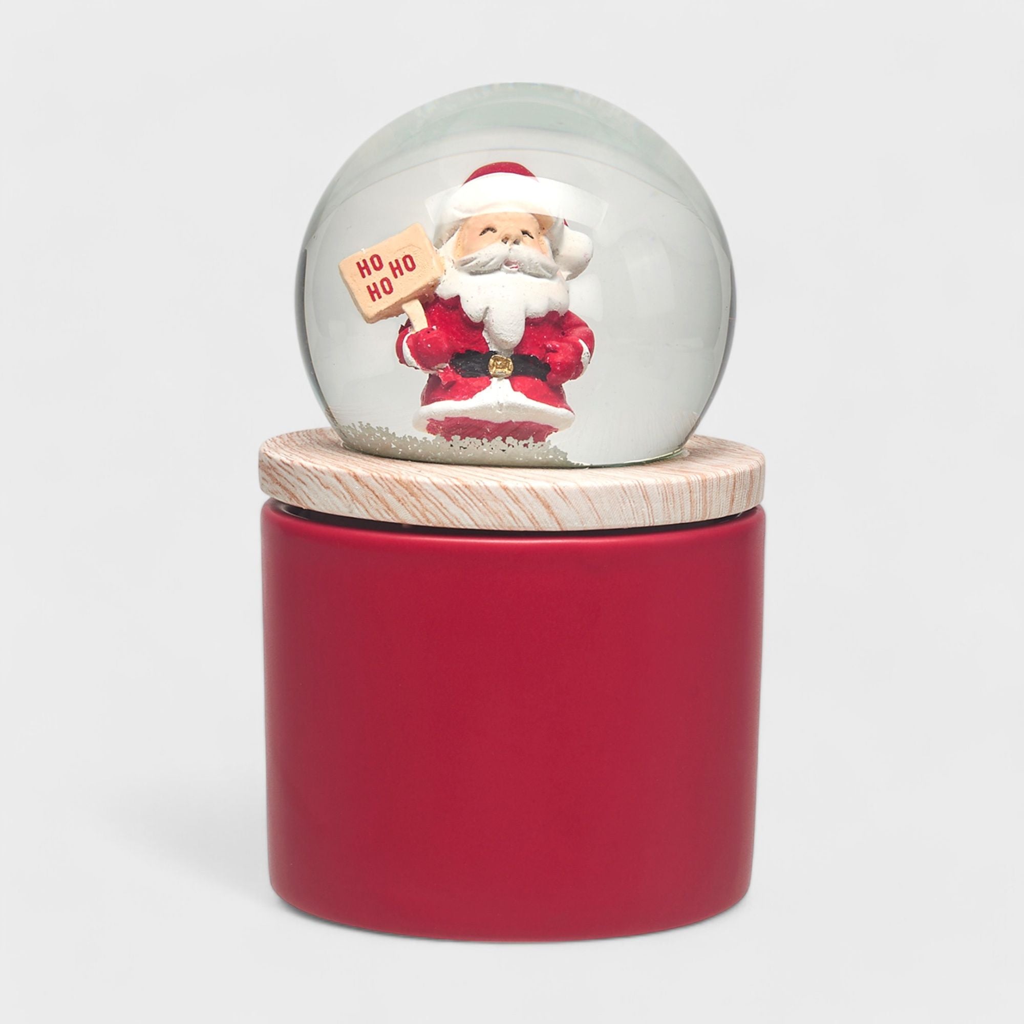 Snow Globe Candle for Christmas - Holiday Gift with Snowman & Santa Snow Globes - Dual Use Candle & Decor - 6oz/170g