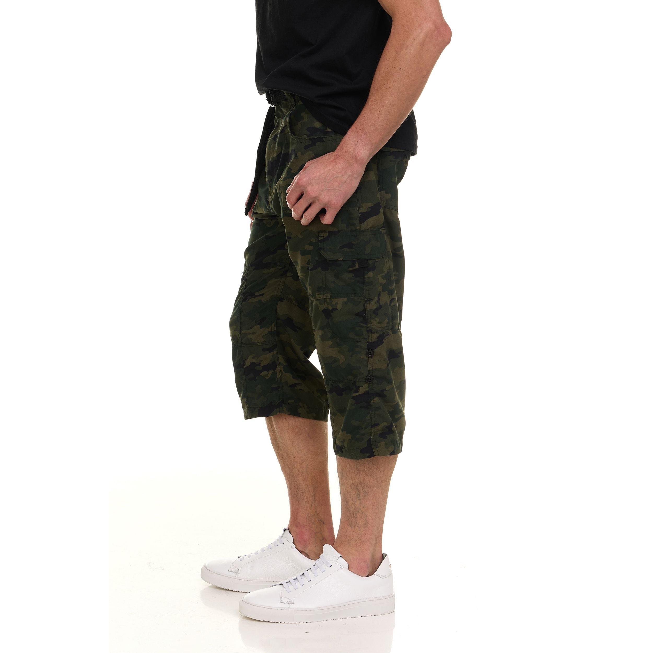 Canada Weather Gear Men’s Cargo Belted Shorts – Lightweight Stretch Twill Knee-Length Shorts with Pockets