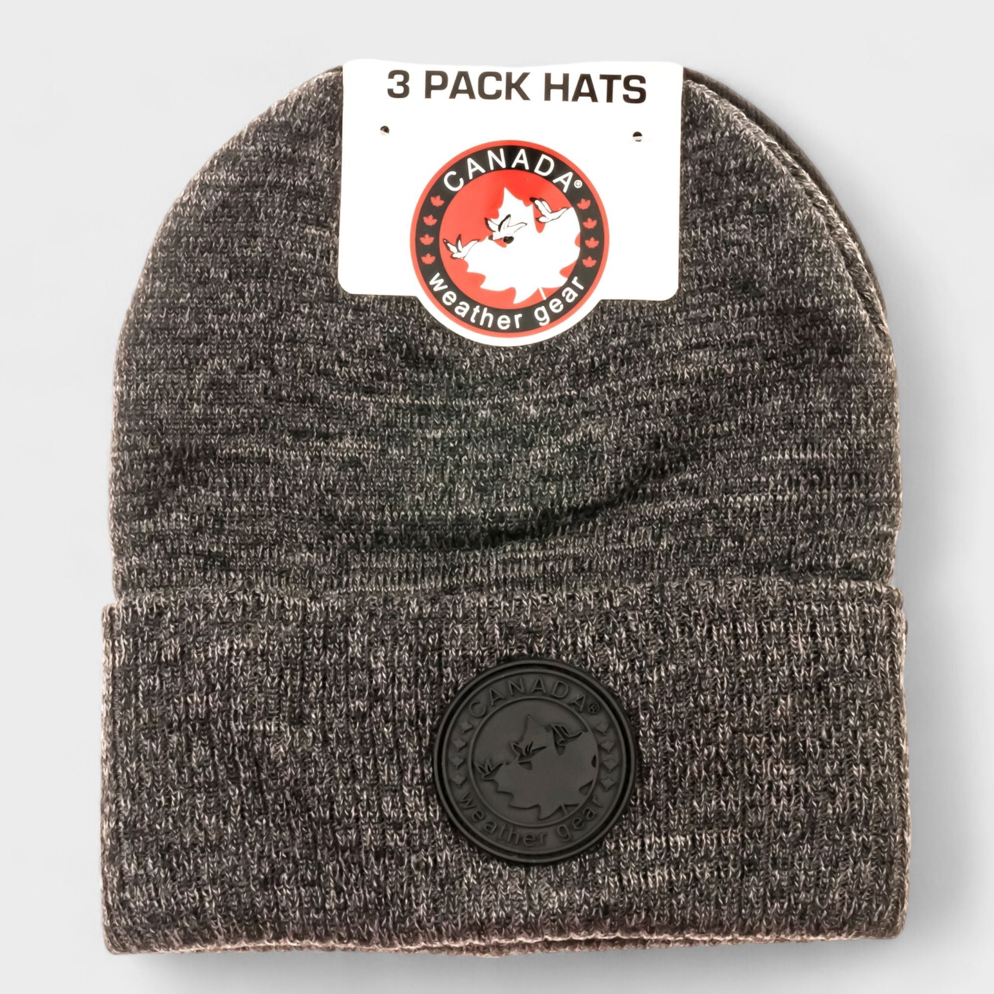 Canada Weather Gear Men's 3-Pack Knit Beanie Hats - Warm Winter Skull Cap Beanies