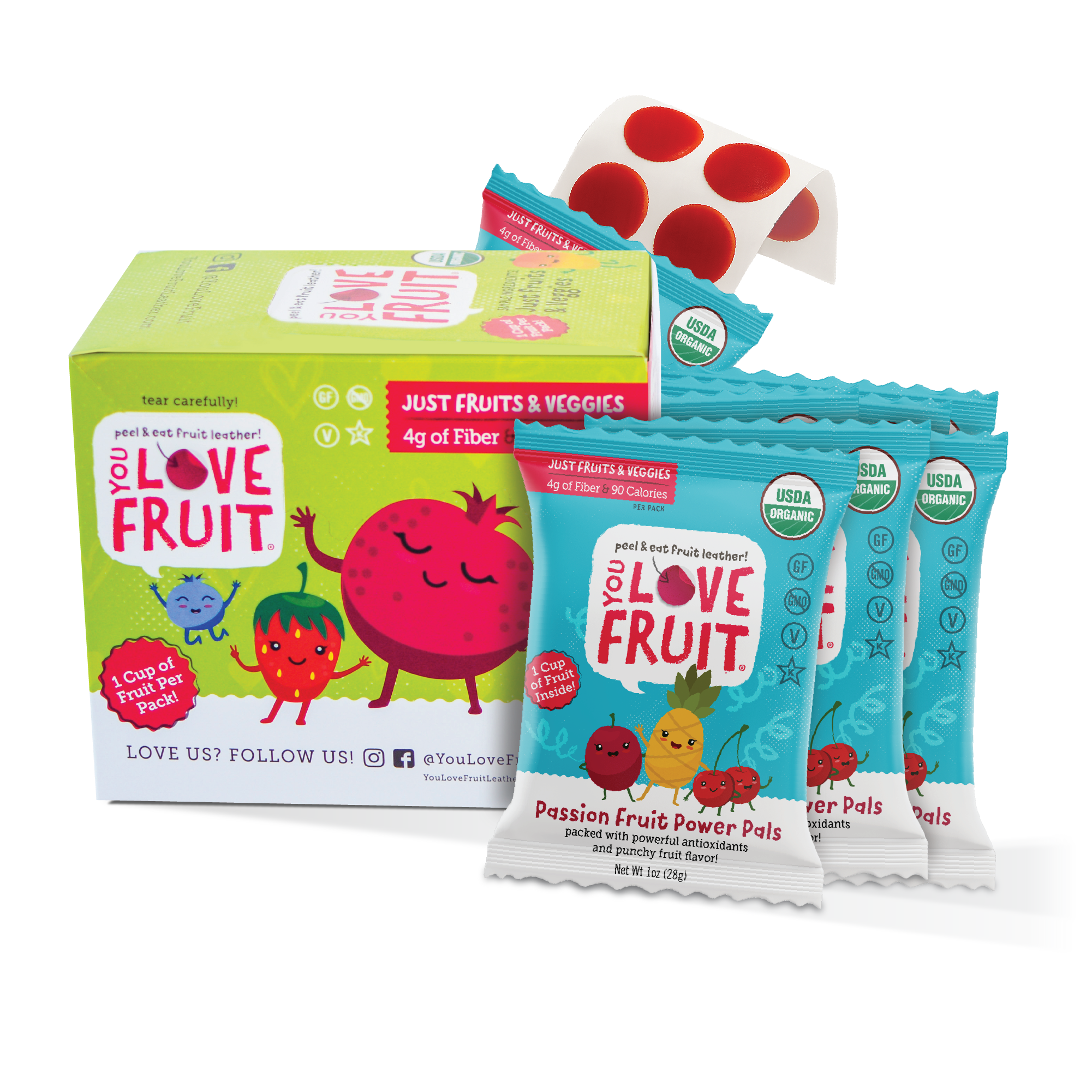 YOU LOVE FRUIT Organic Fruit Snacks — 1 oz Pouches, Pack of 12