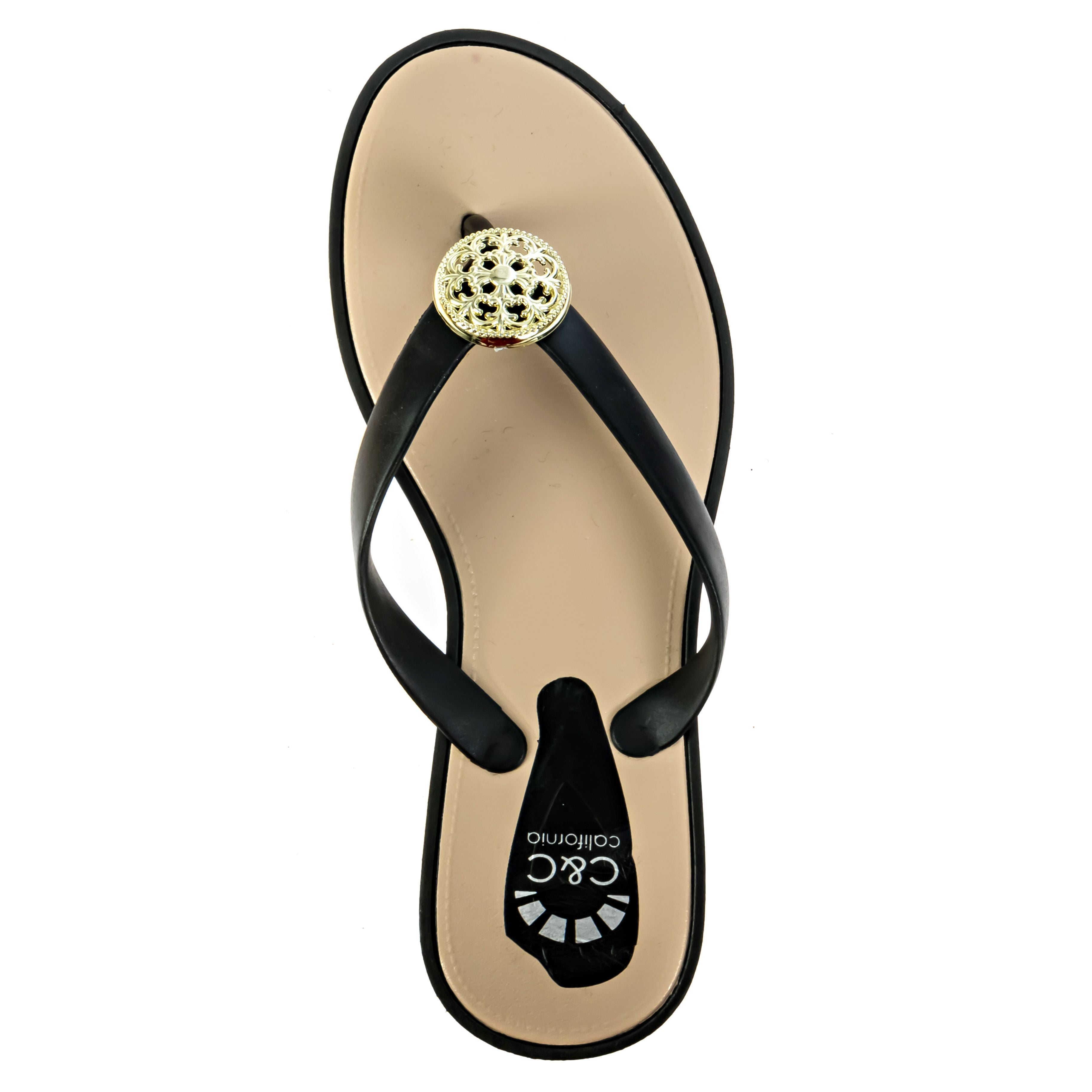 C&C California Women's Gold Medallion Flip Flop Thong Sandal